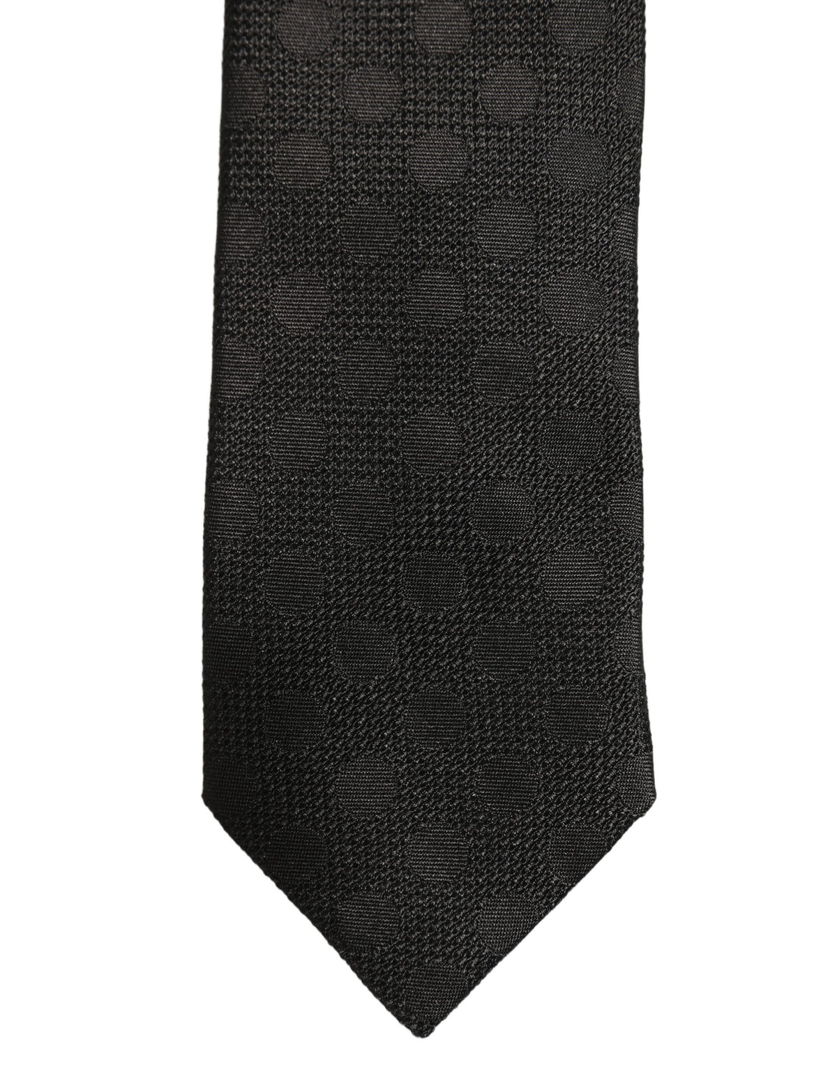 Black Polka Dot Jacquard Silk Adjustable Tied Necktie Tie