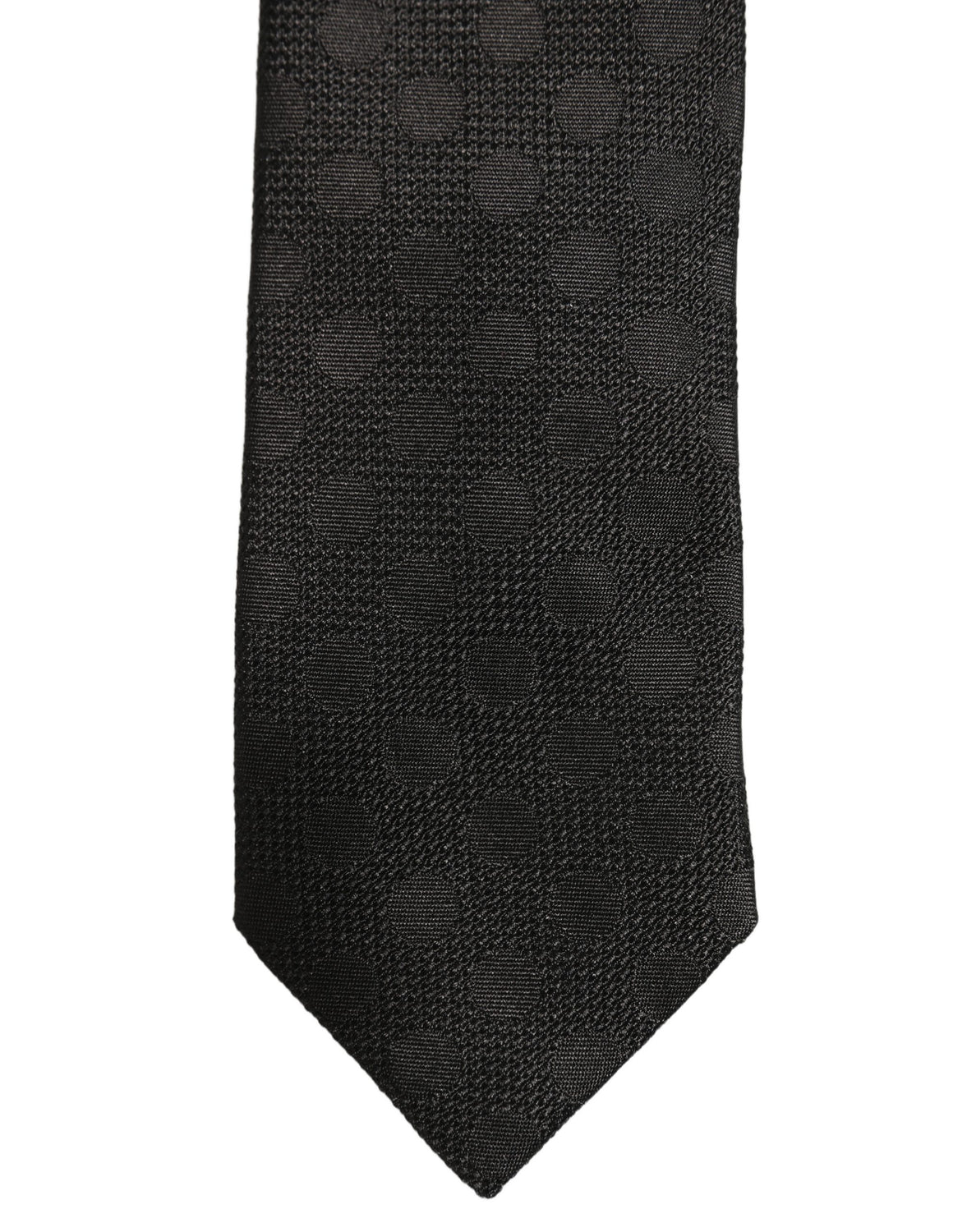Black Polka Dot Jacquard Silk Adjustable Tied Necktie Tie