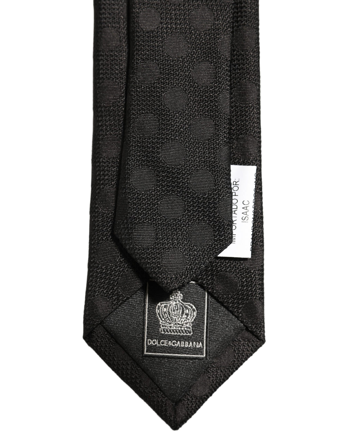 Black Polka Dot Jacquard Silk Adjustable Tied Necktie Tie