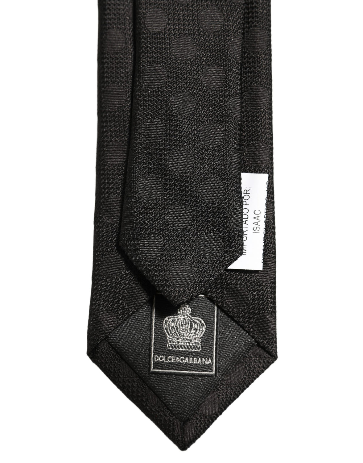 Black Polka Dot Jacquard Silk Adjustable Tied Necktie Tie