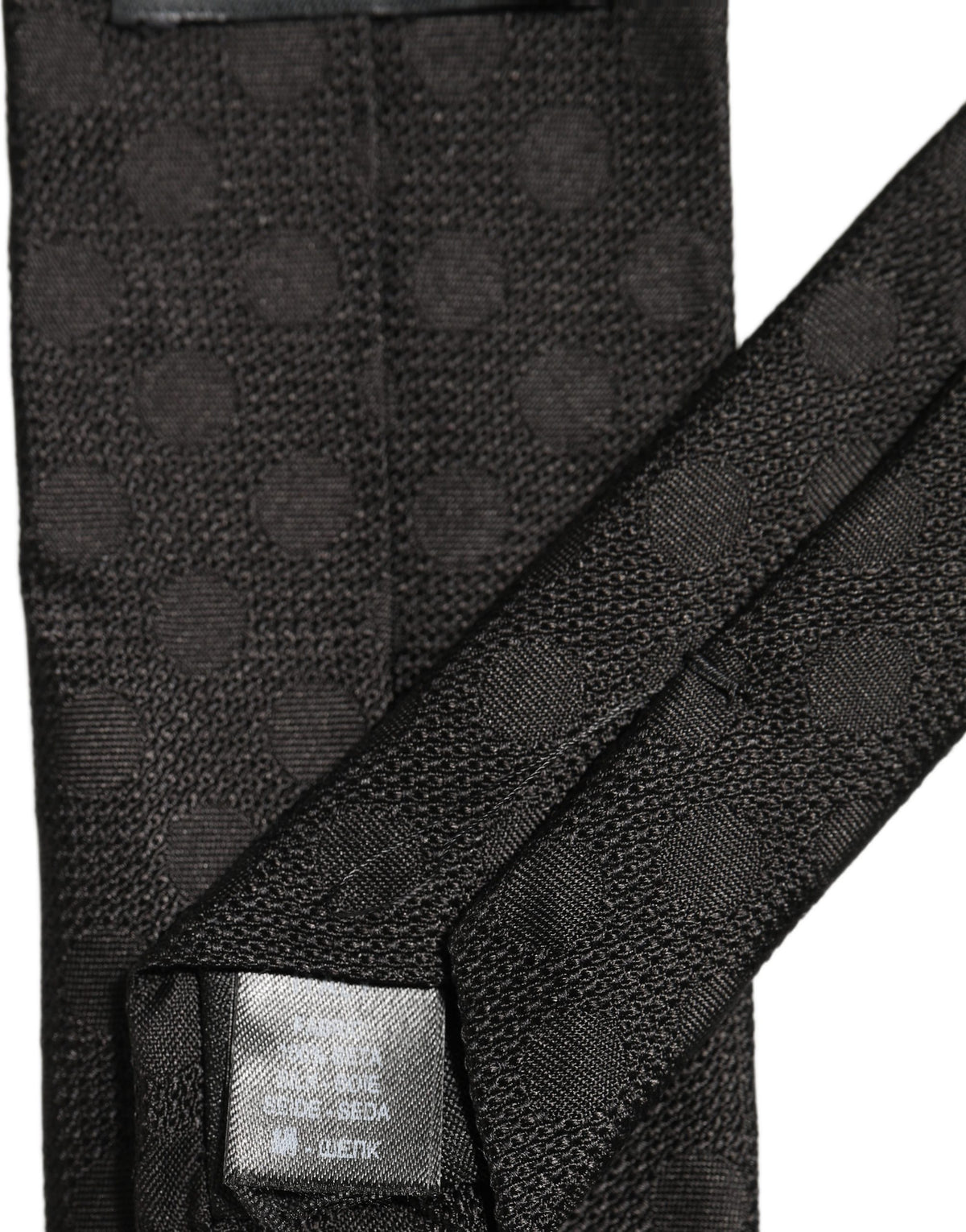 Black Polka Dot Jacquard Silk Adjustable Tied Necktie Tie
