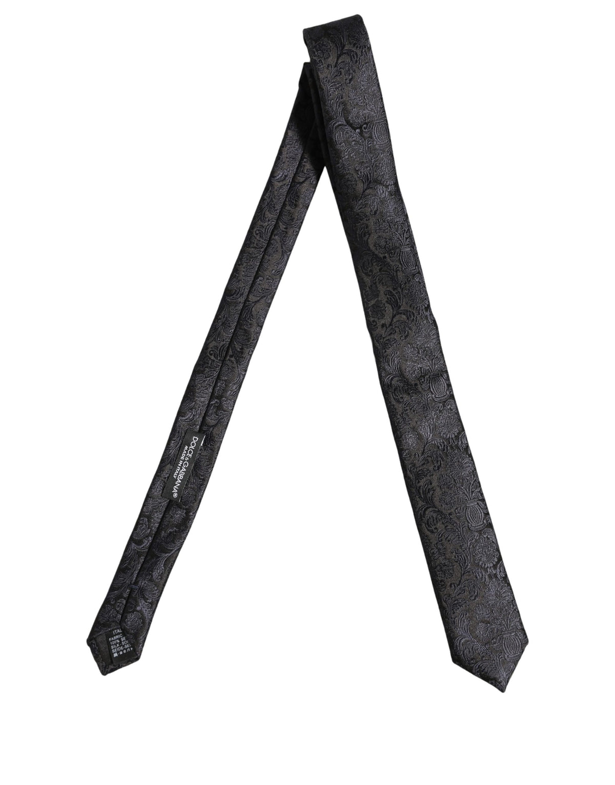 Men Dark Blue Floral Jacquard Adjustable Tied Necktie Tie