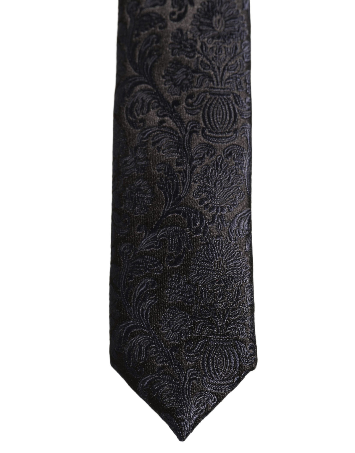 Men Dark Blue Floral Jacquard Adjustable Tied Necktie Tie