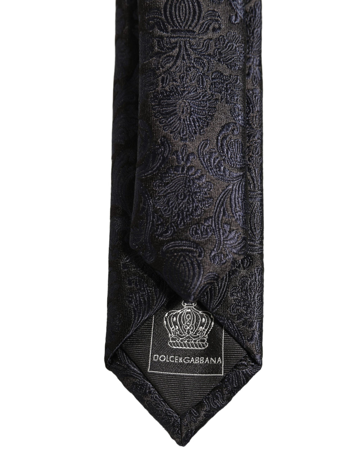 Men Dark Blue Floral Jacquard Adjustable Tied Necktie Tie