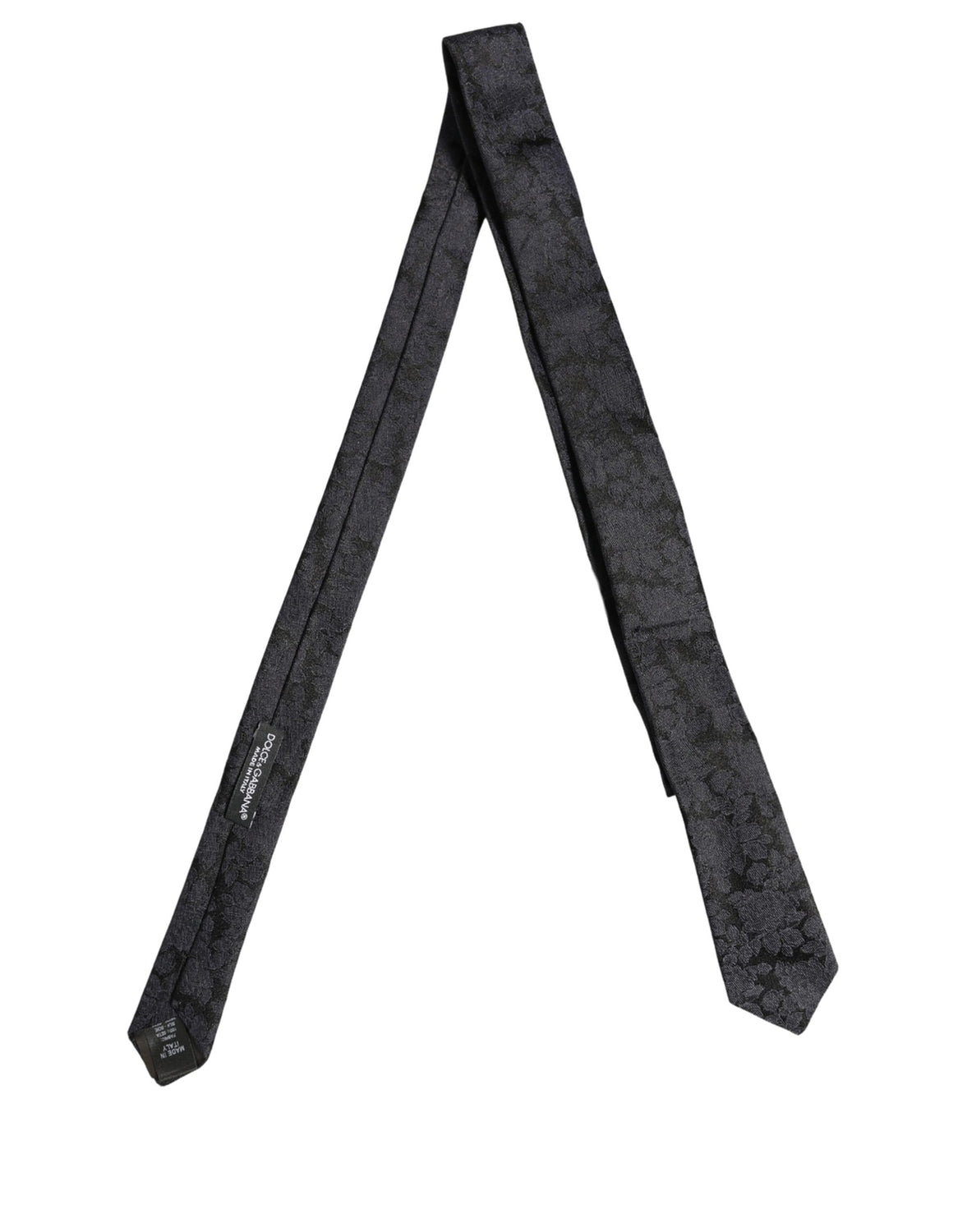 Men Black Floral Jacquard Adjustable Tied Necktie Tie