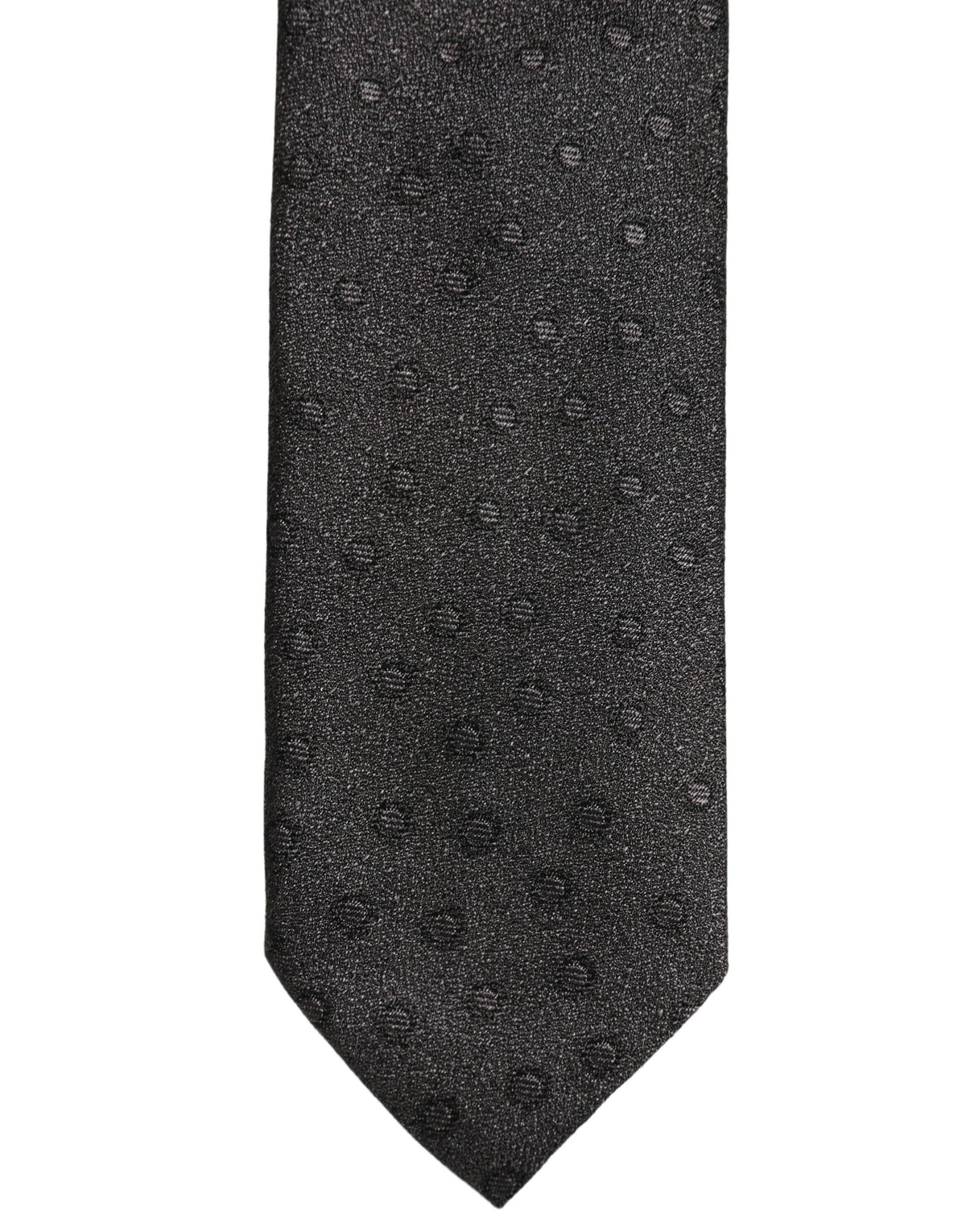 Men Black Polka Dot Silk Adjustable Tied Necktie Tie