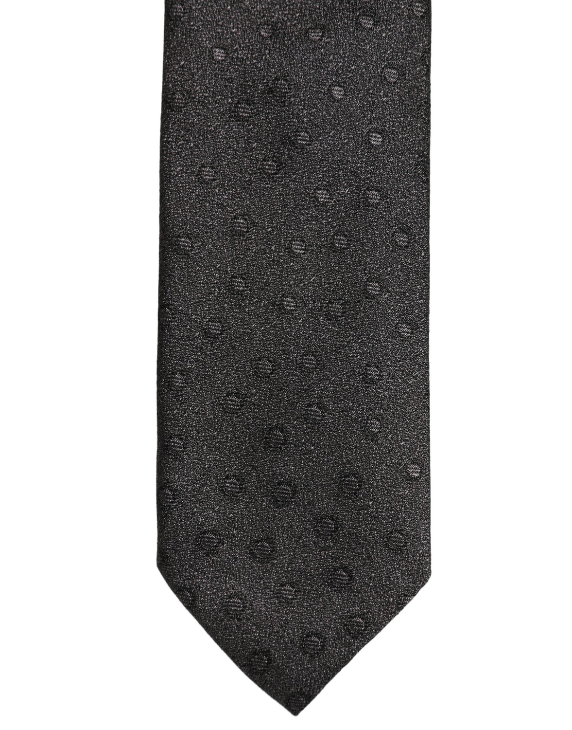 Men Black Polka Dot Silk Adjustable Tied Necktie Tie