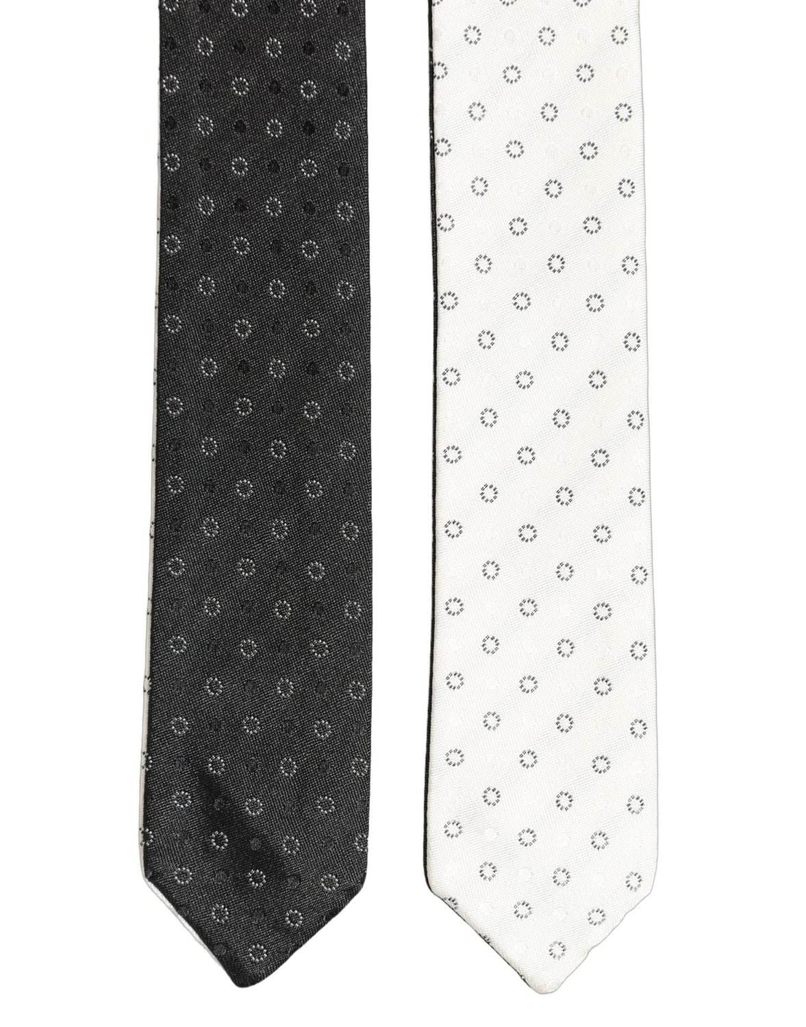 Black White Geometric Silk Adjustable Tied Necktie Tie