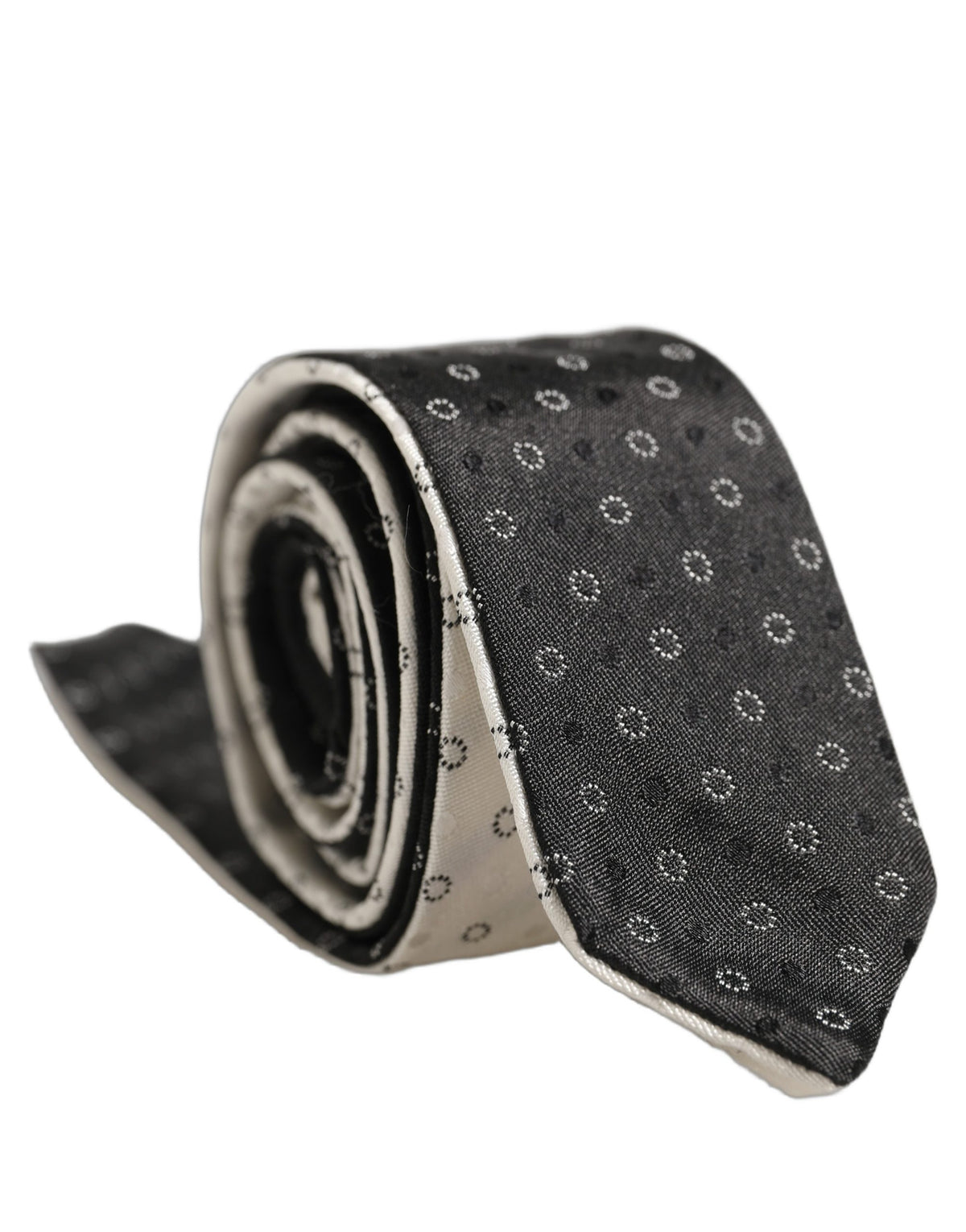 Black White Geometric Silk Adjustable Tied Necktie Tie