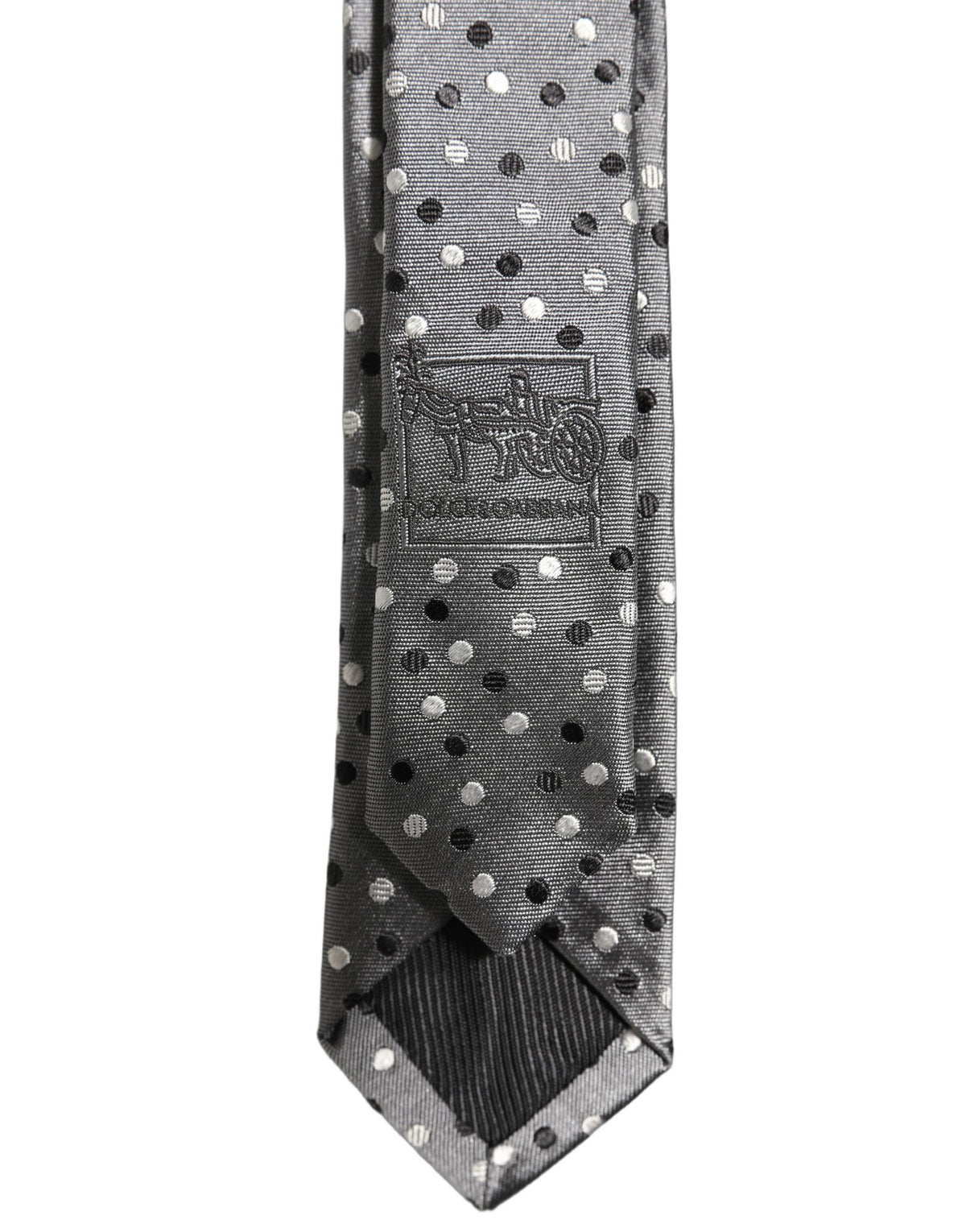 Men Gray Polka Dot Silk Adjustable Tied Necktie Tie
