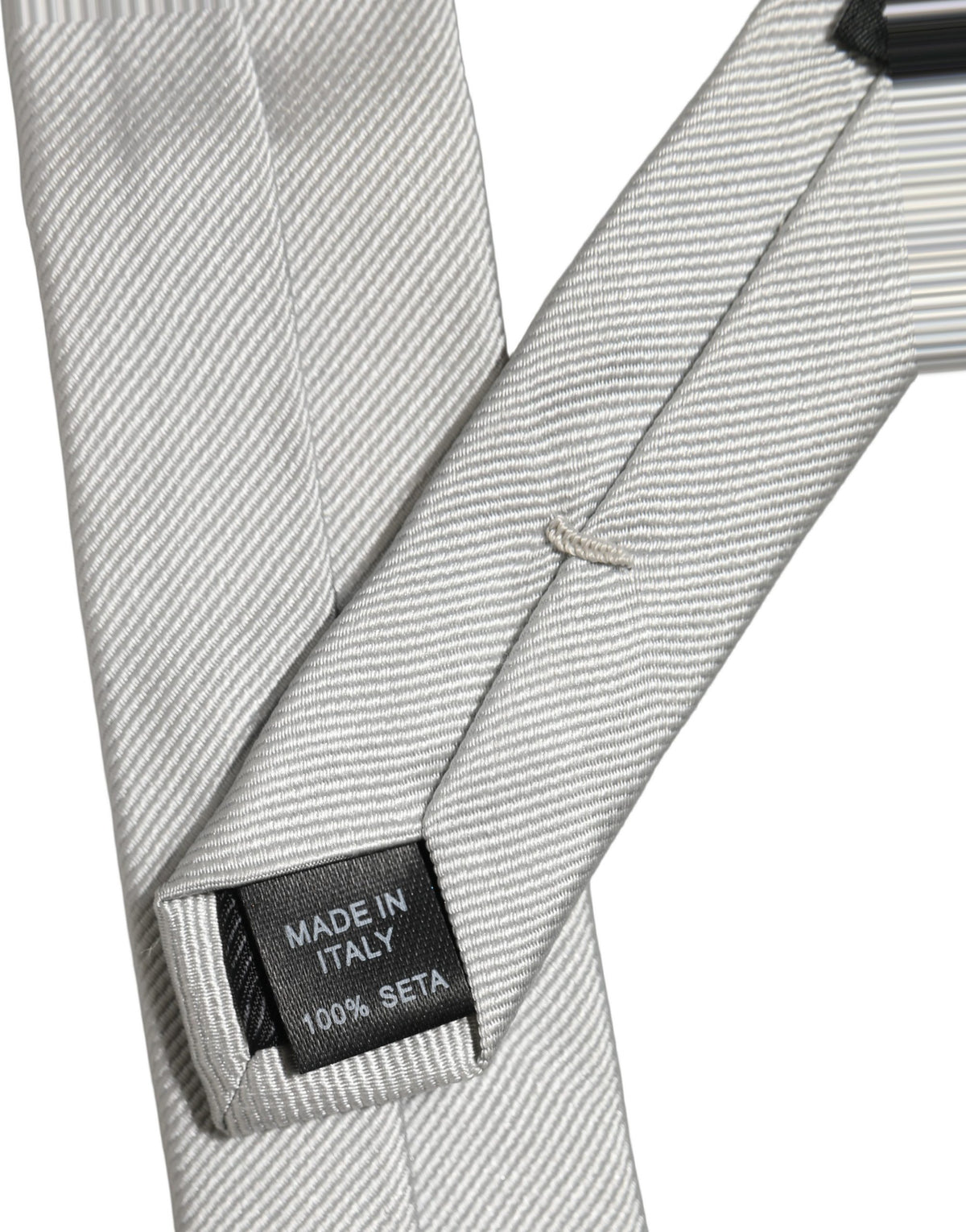 Men Light Gray Textured Silk Adjustable Tied Necktie Tie