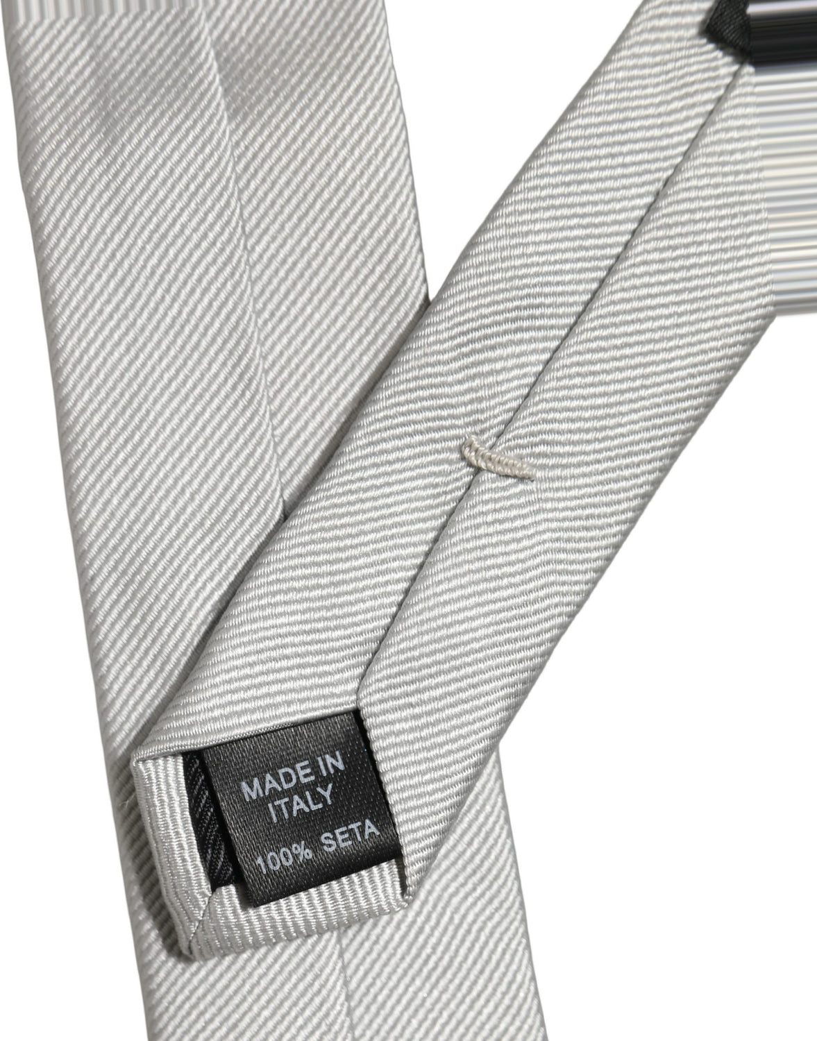 Men Light Gray Textured Silk Adjustable Tied Necktie Tie