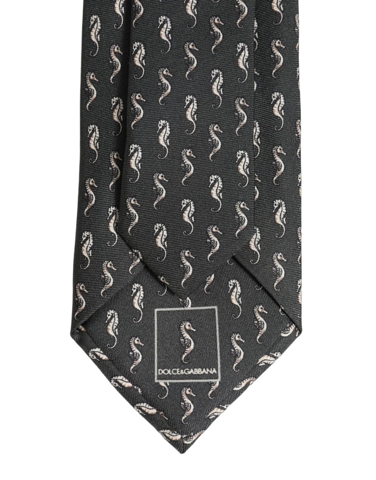 Men Black Seahorse Silk Adjustable Tied Necktie Tie