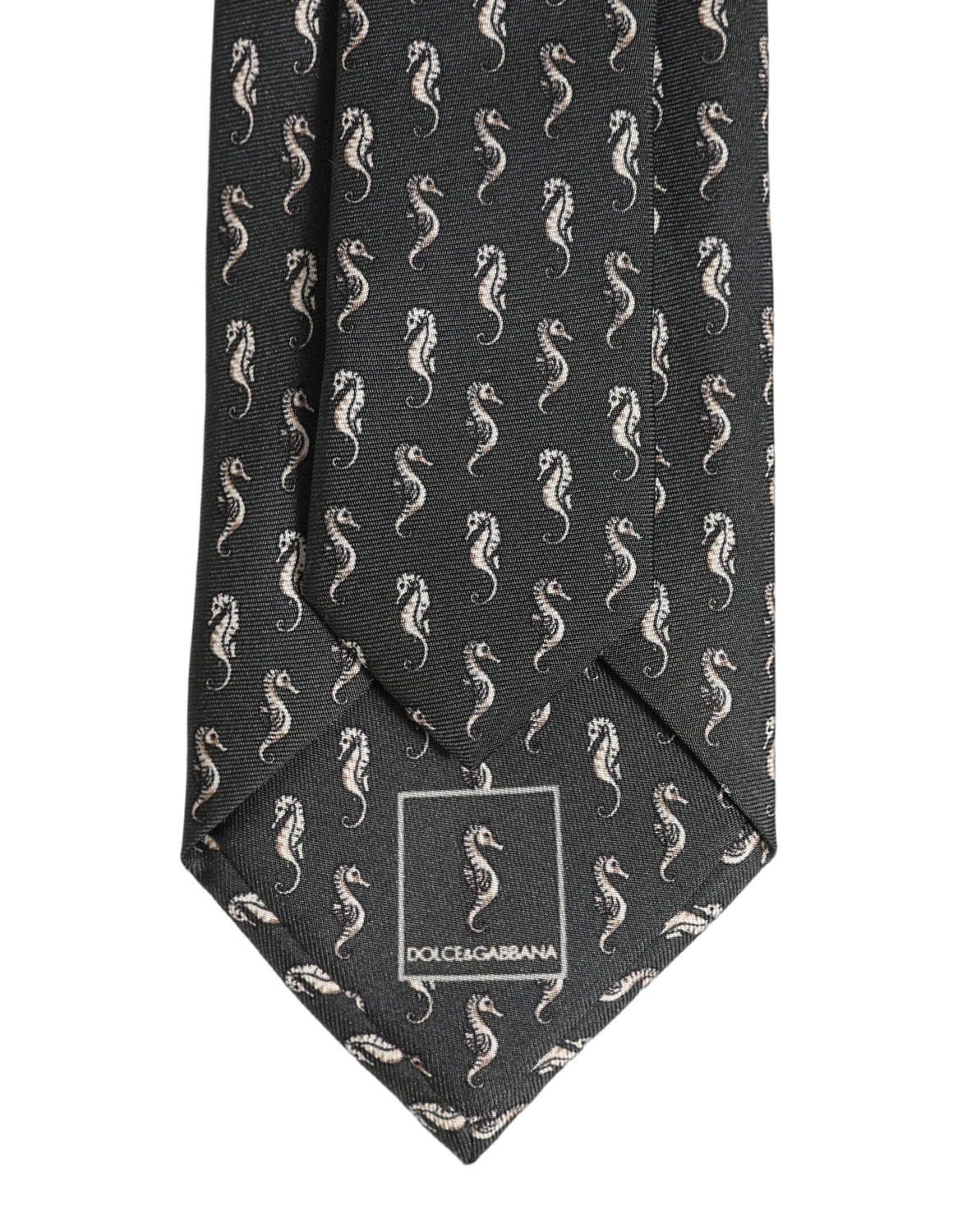 Men Black Seahorse Silk Adjustable Tied Necktie Tie