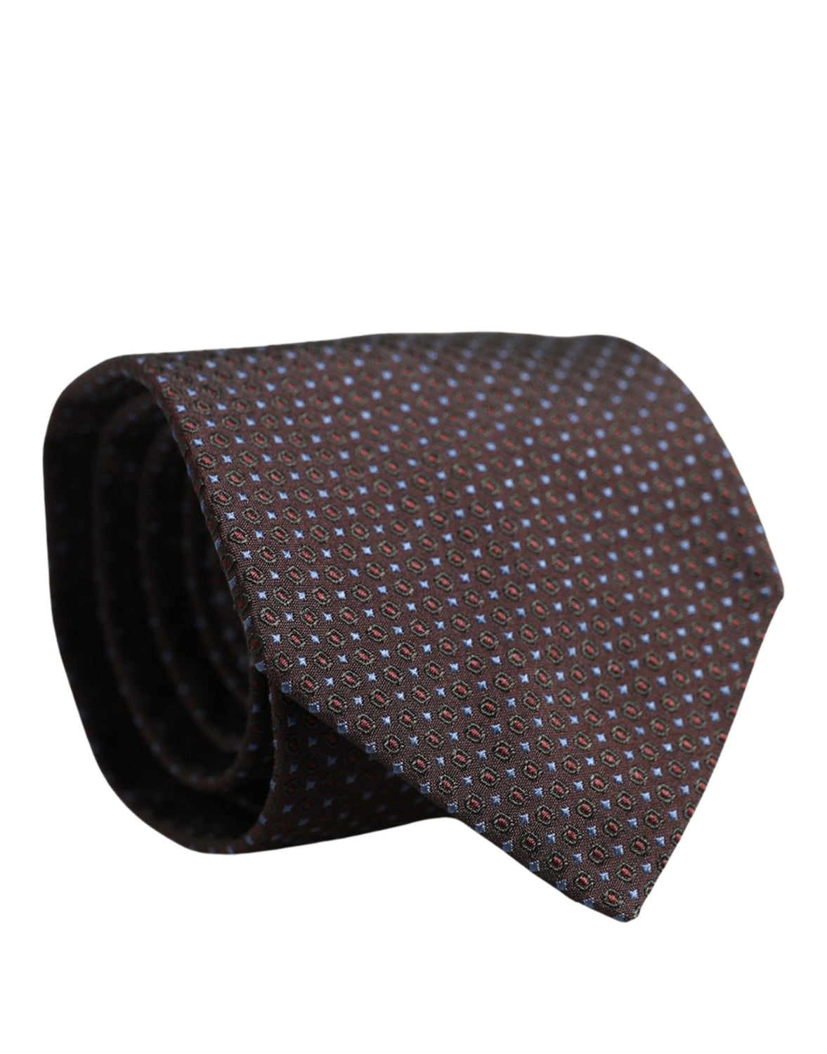 Men Brown Geometric Silk Adjustable Tied Necktie Tie