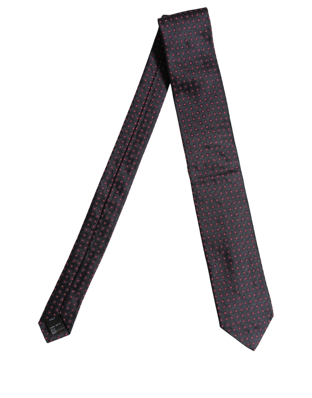 Men Dark Blue Geometric Silk Adjustable Tied Necktie Tie