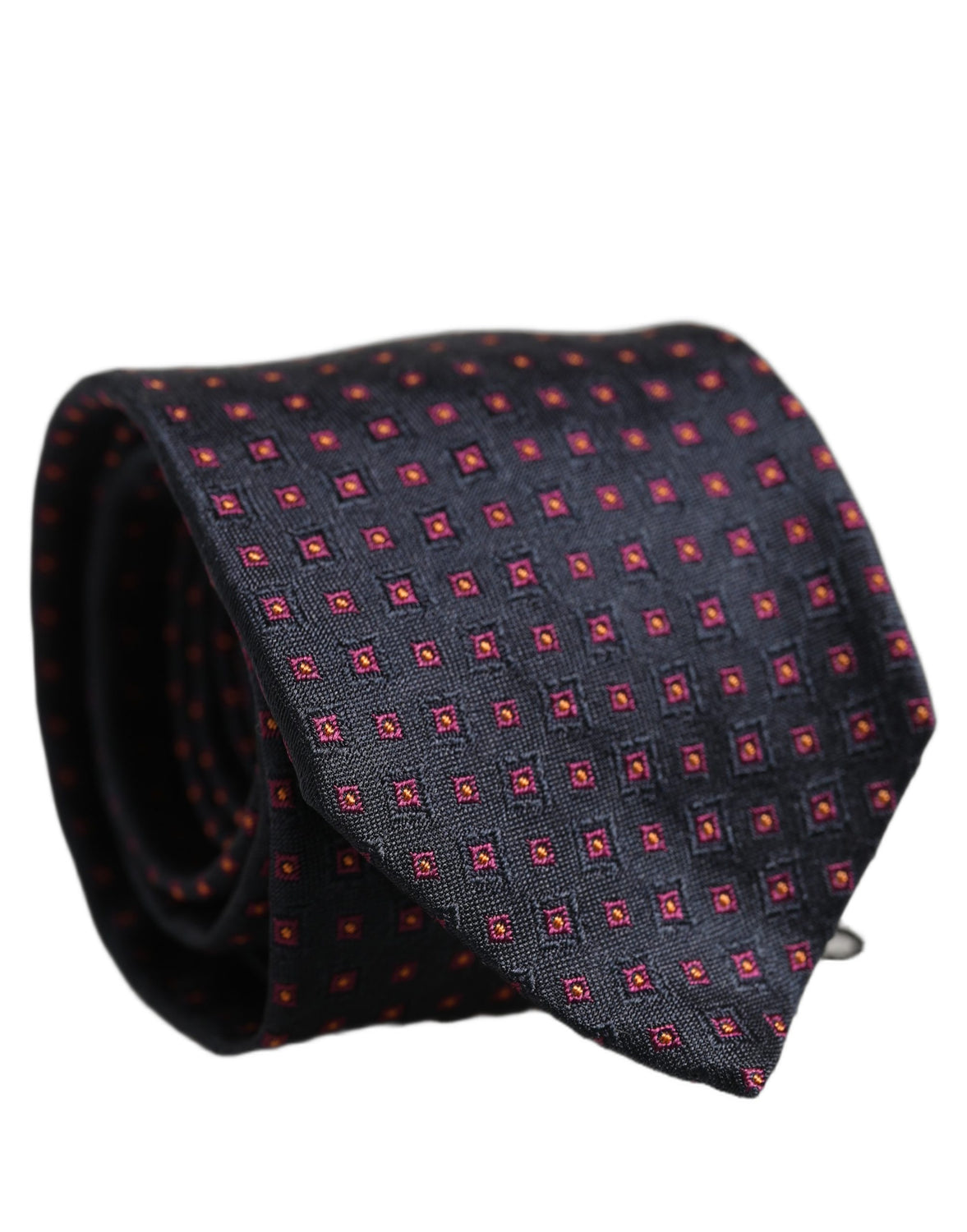 Men Dark Blue Geometric Silk Adjustable Tied Necktie Tie