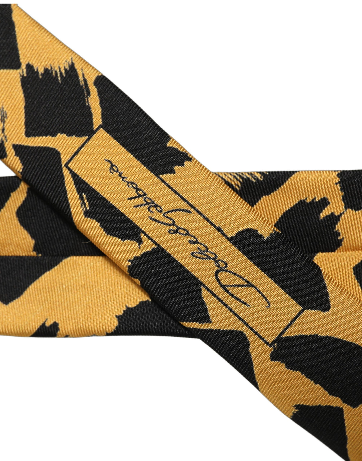 Yellow Black Abstract Silk Adjustable Tied Necktie Tie