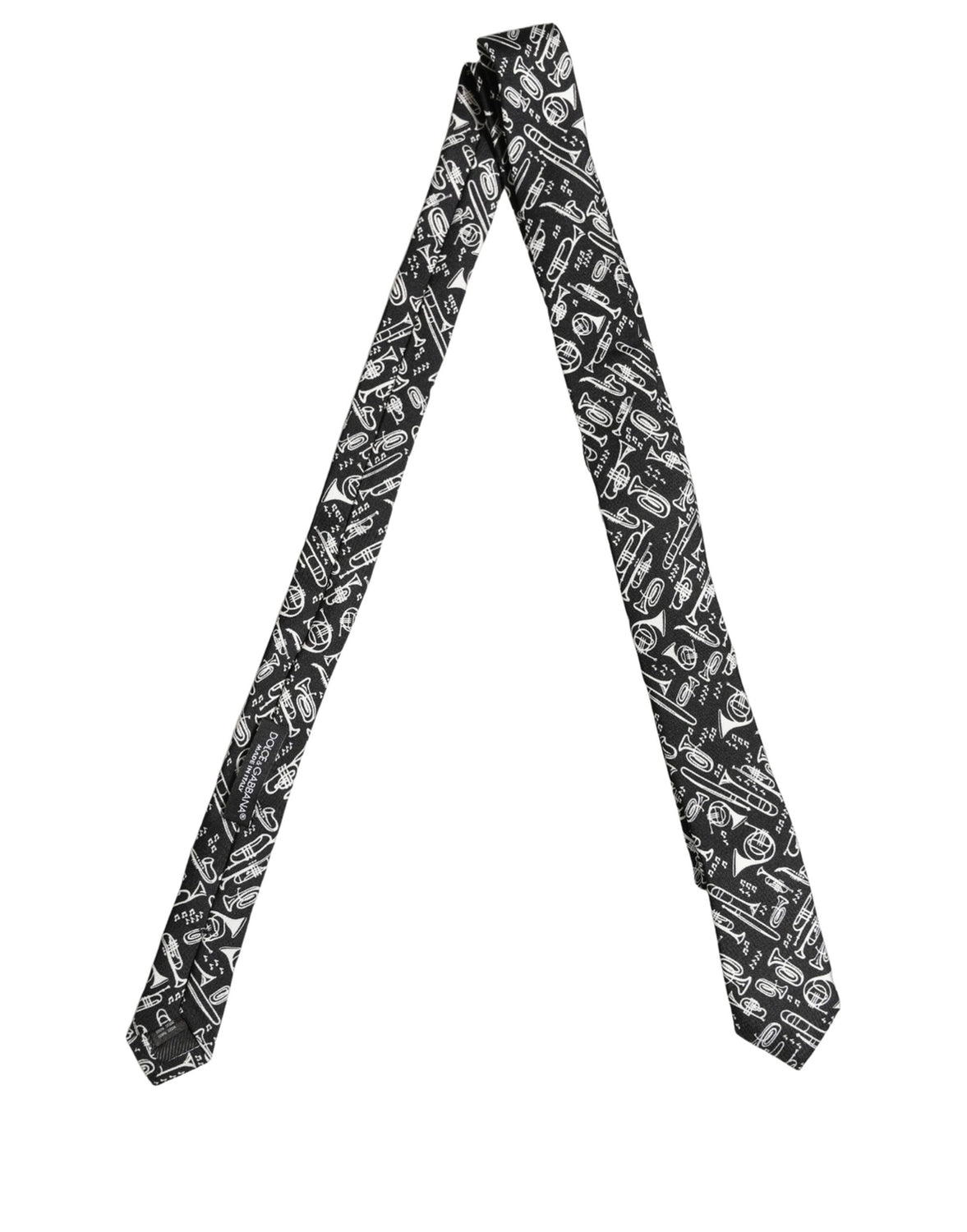 Black Musical Instrument Silk Adjustable Tied Necktie Tie