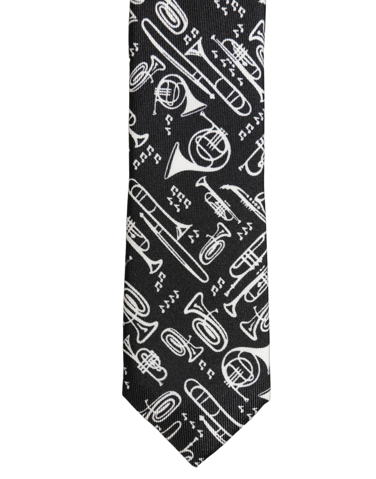 Black Musical Instrument Silk Adjustable Tied Necktie Tie