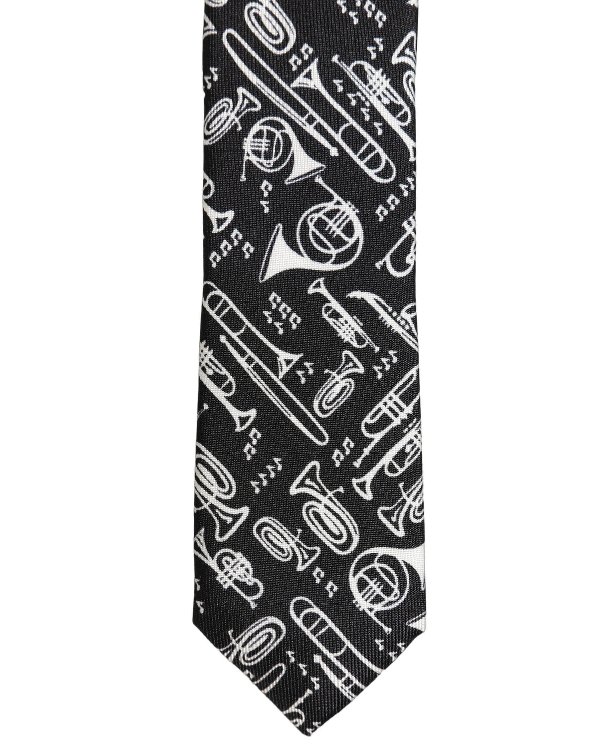 Black Musical Instrument Silk Adjustable Tied Necktie Tie