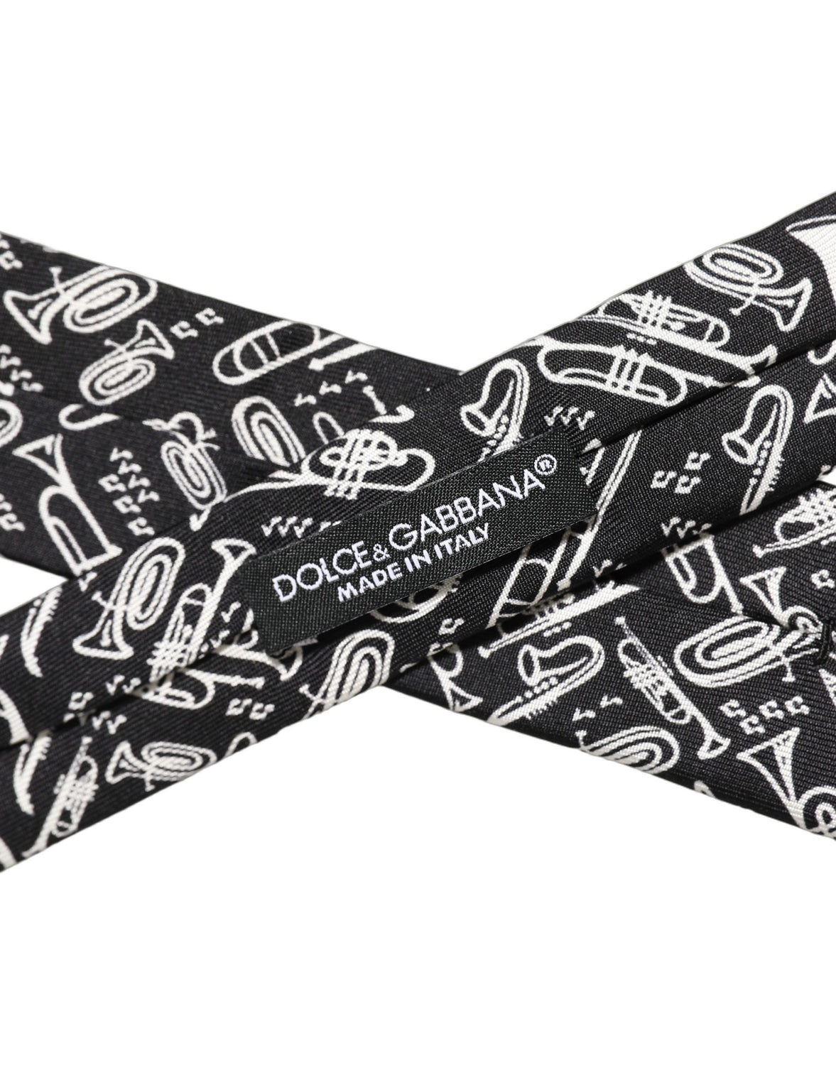 Black Musical Instrument Silk Adjustable Tied Necktie Tie