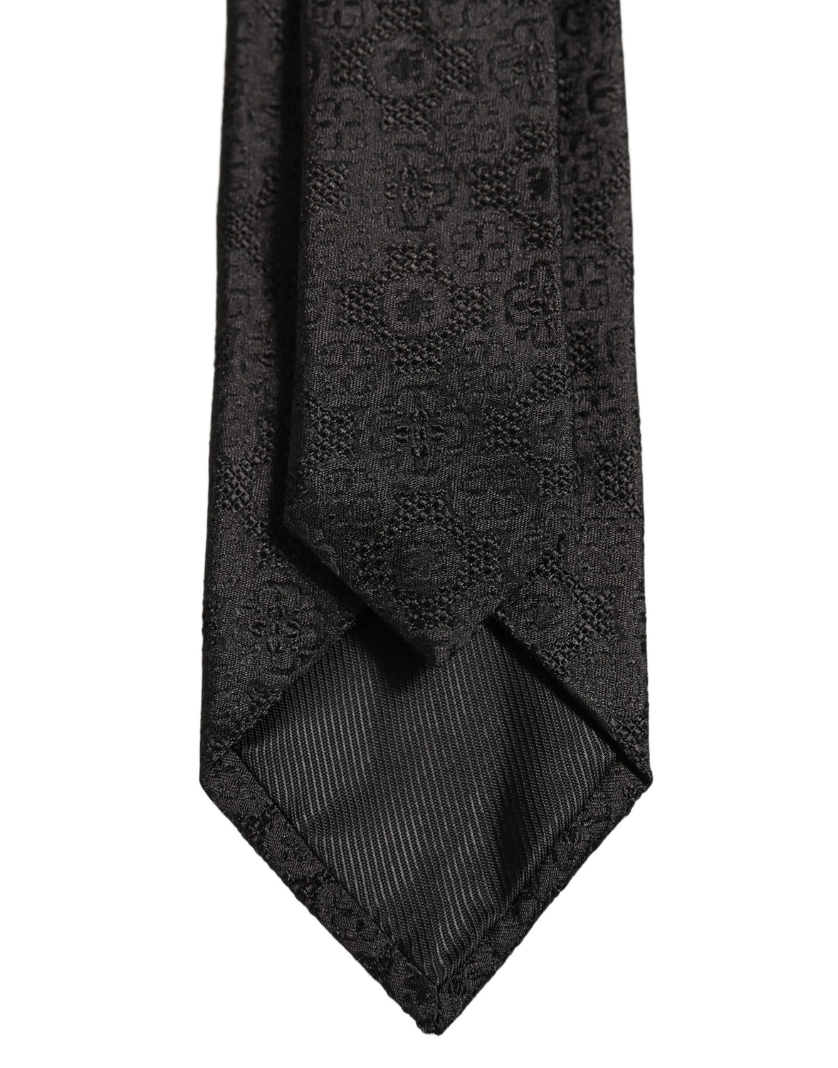 Men Black Silk Geometric Adjustable Tied Necktie Tie