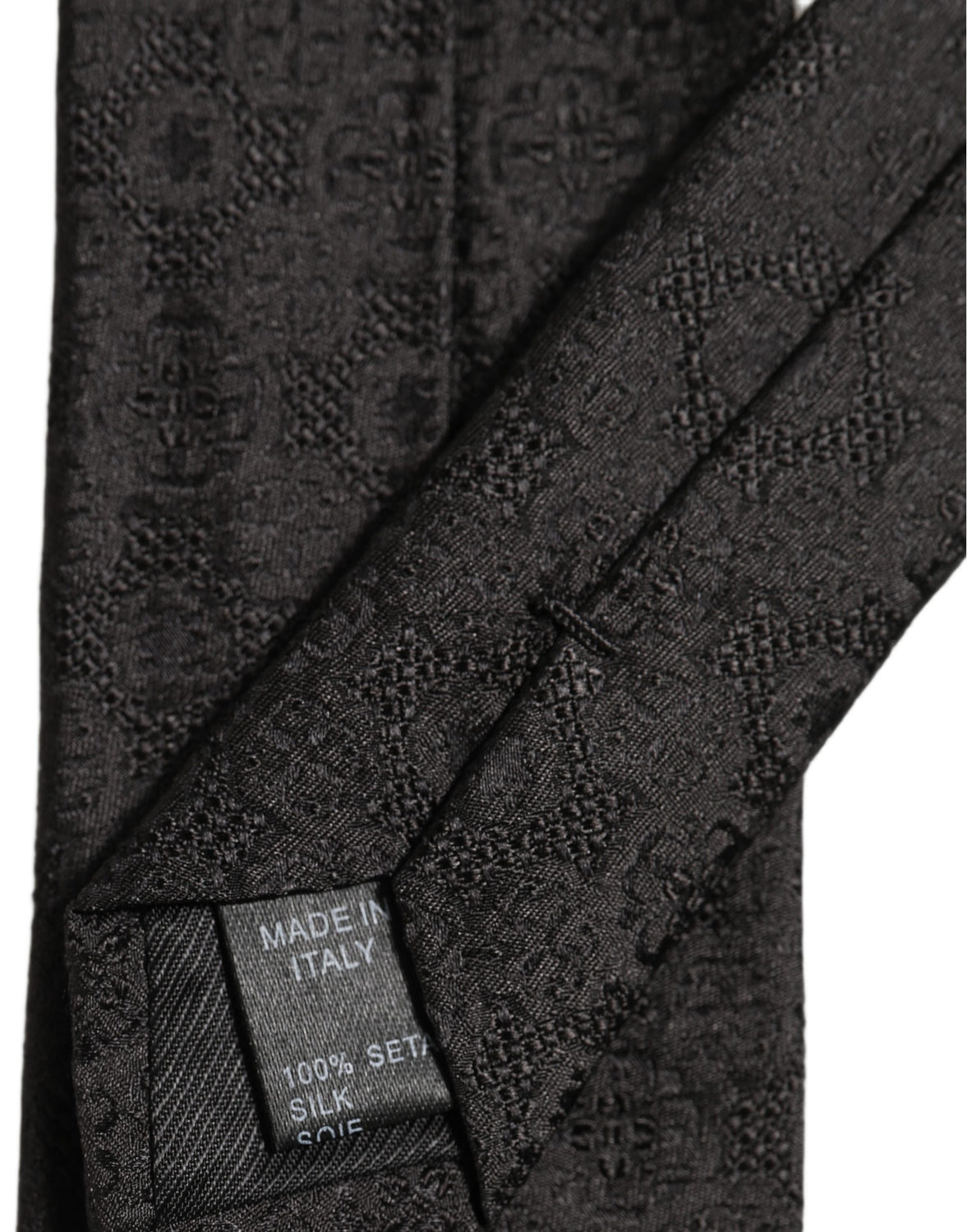 Men Black Silk Geometric Adjustable Tied Necktie Tie