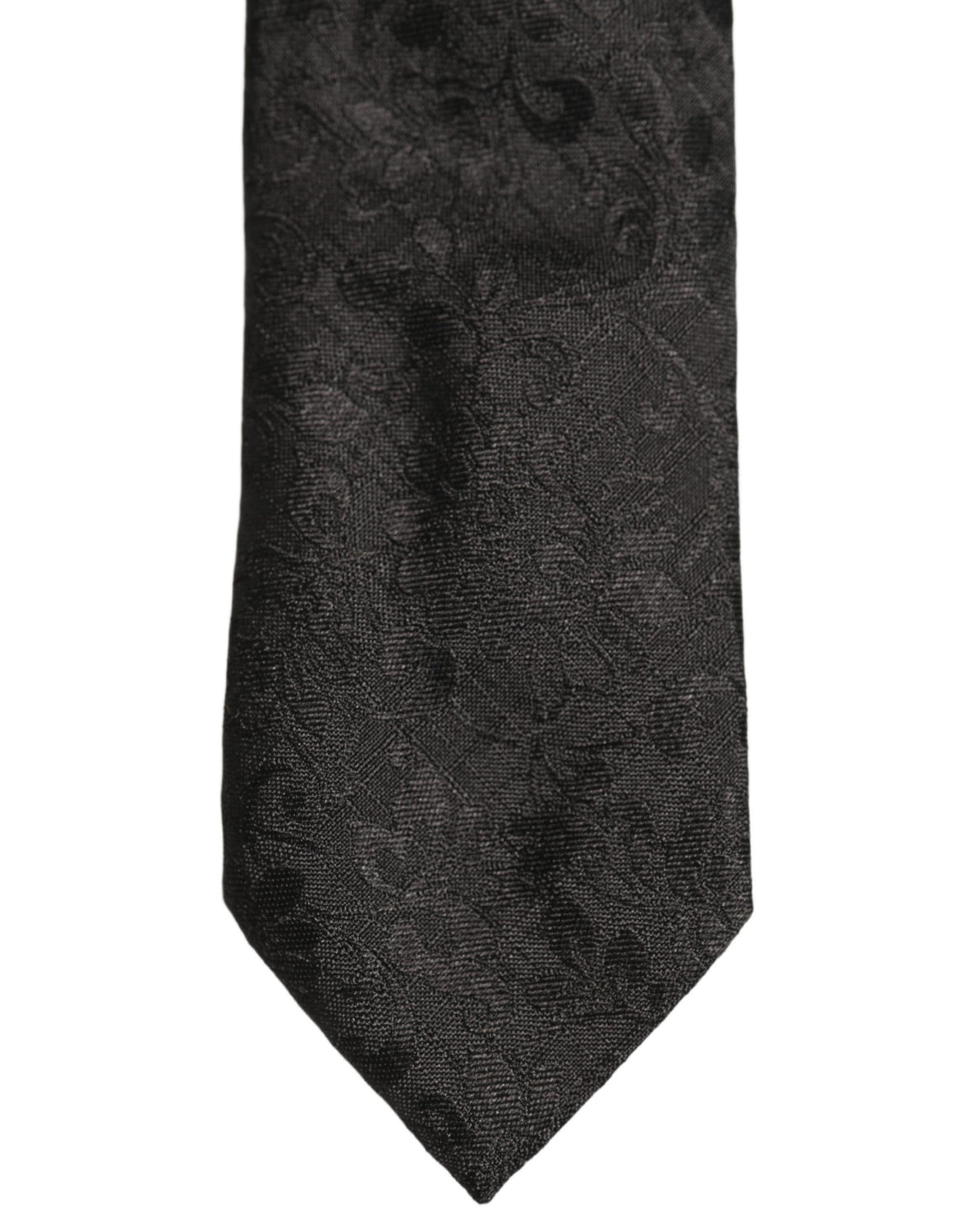 Men Black Silk Tonal Floral Adjustable Tied Necktie Tie