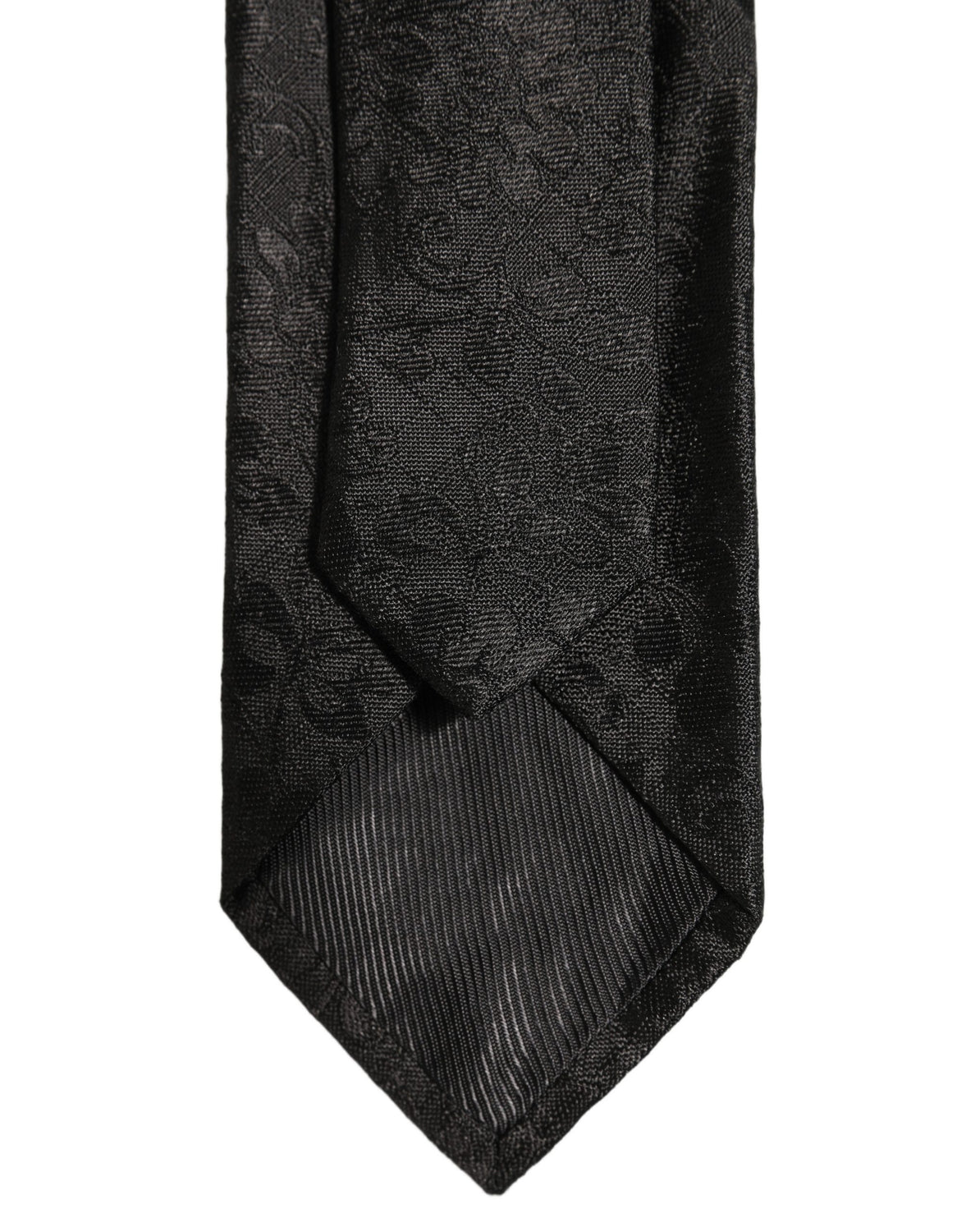 Men Black Silk Tonal Floral Adjustable Tied Necktie Tie