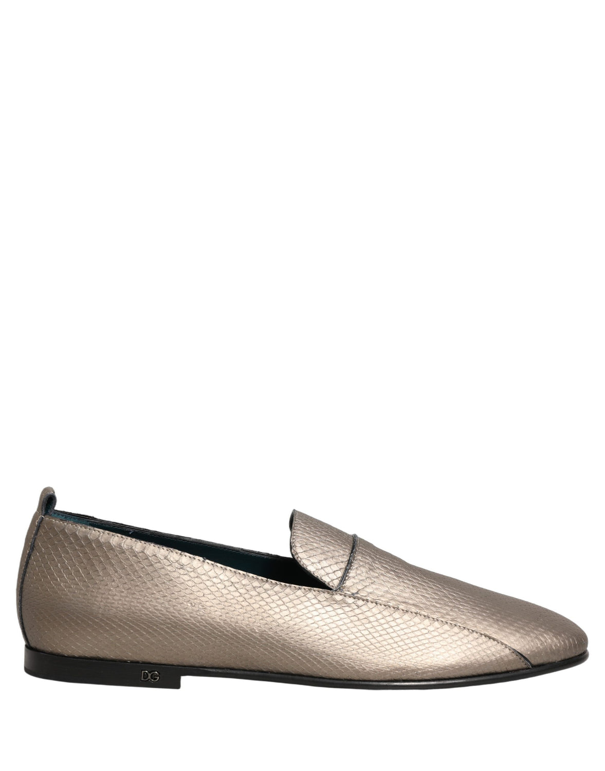 Silver Leather Logo Slip On Loafers Shoes