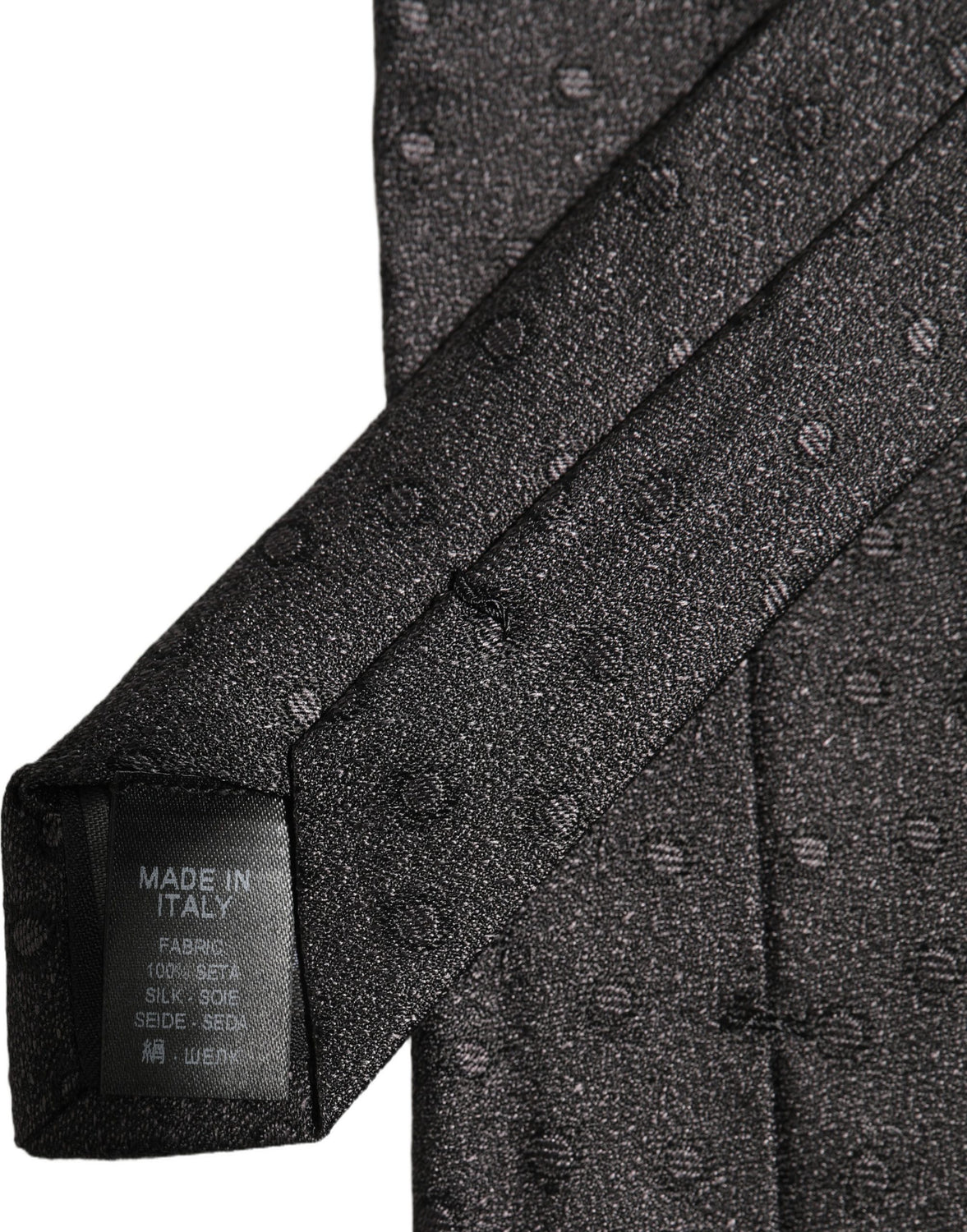 Men Black Polka Dot Silk Adjustable Tied Necktie Tie