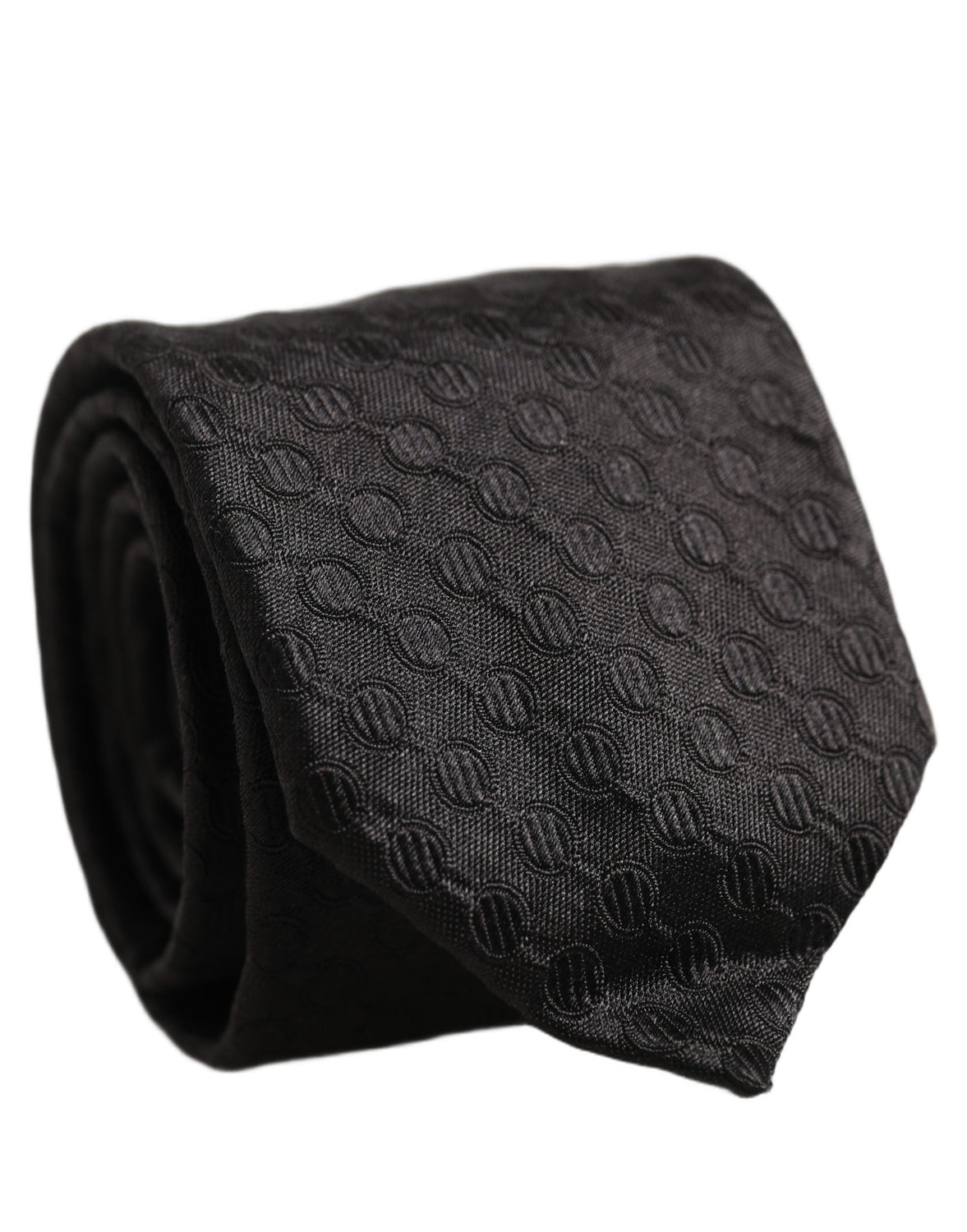 Men Black Silk Geometric Adjustable Tied Necktie Tie