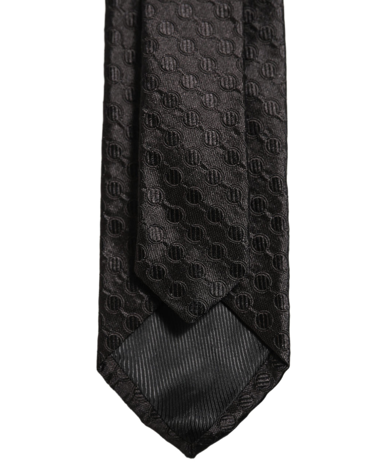 Men Black Silk Geometric Adjustable Tied Necktie Tie
