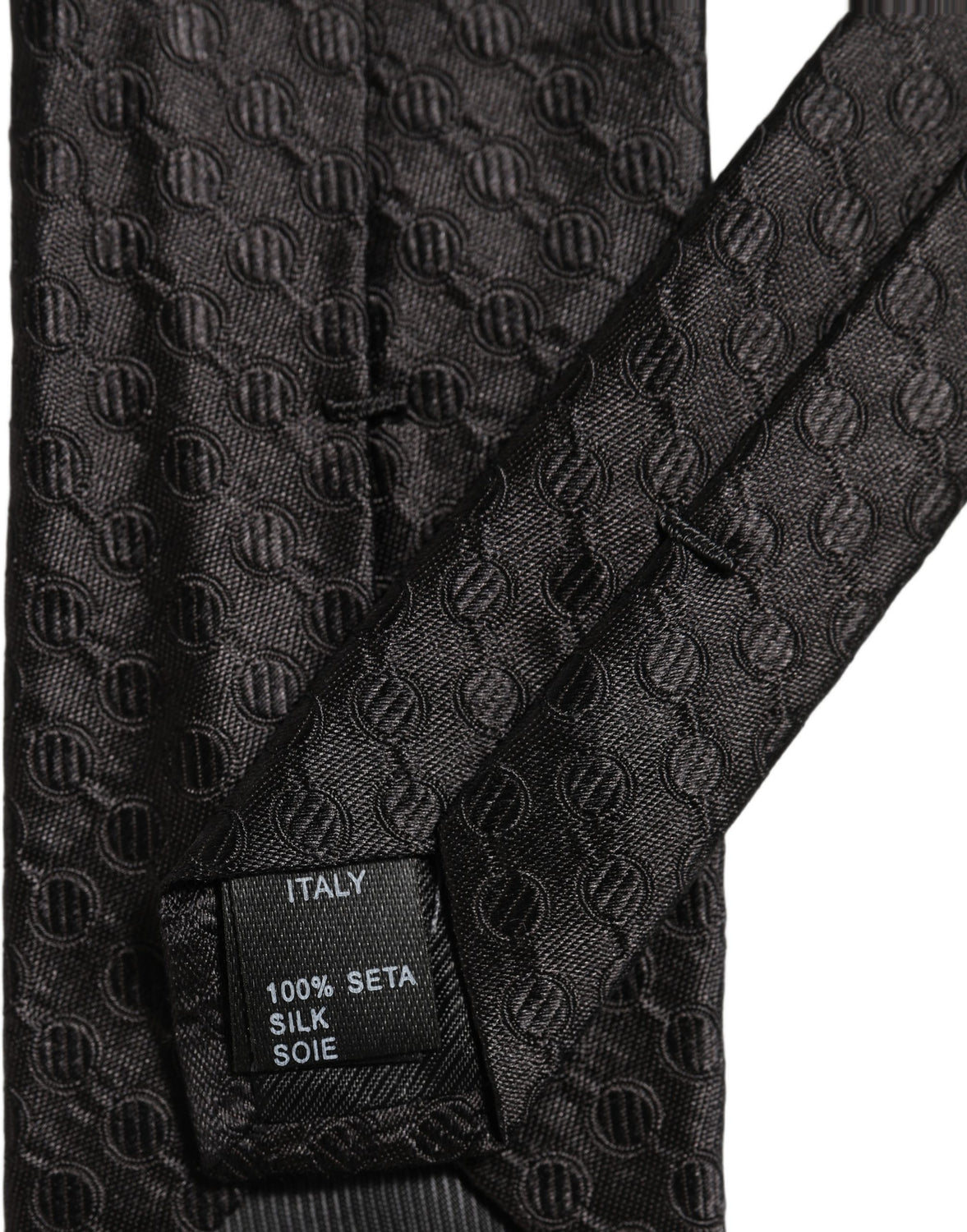 Men Black Silk Geometric Adjustable Tied Necktie Tie