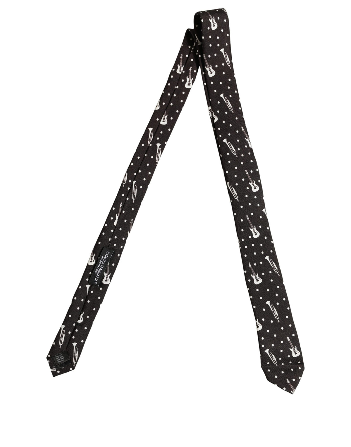 Black Musical Instrument Silk Adjustable Tied Necktie Tie
