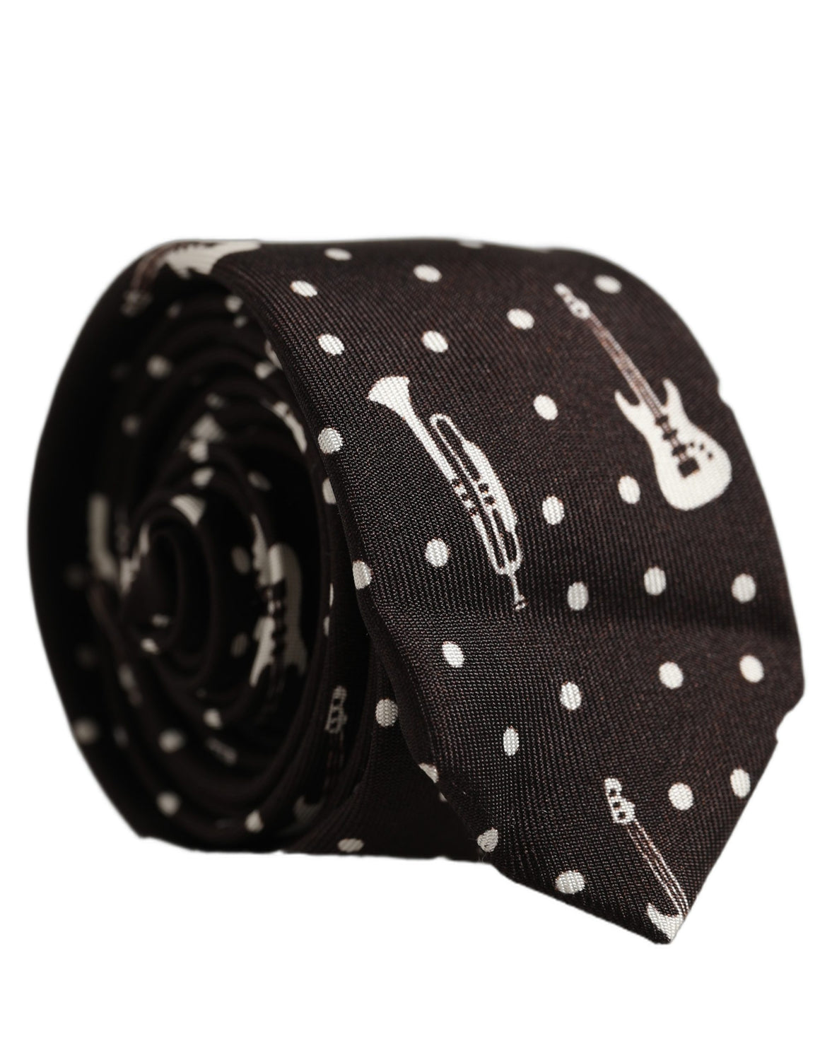 Black Musical Instrument Silk Adjustable Tied Necktie Tie