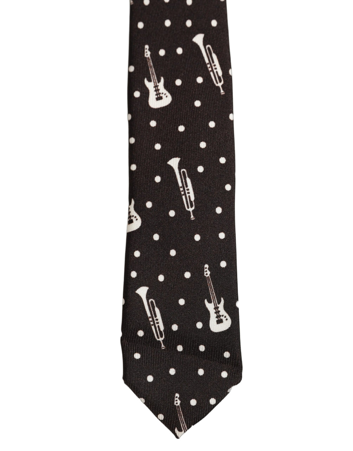 Black Musical Instrument Silk Adjustable Tied Necktie Tie