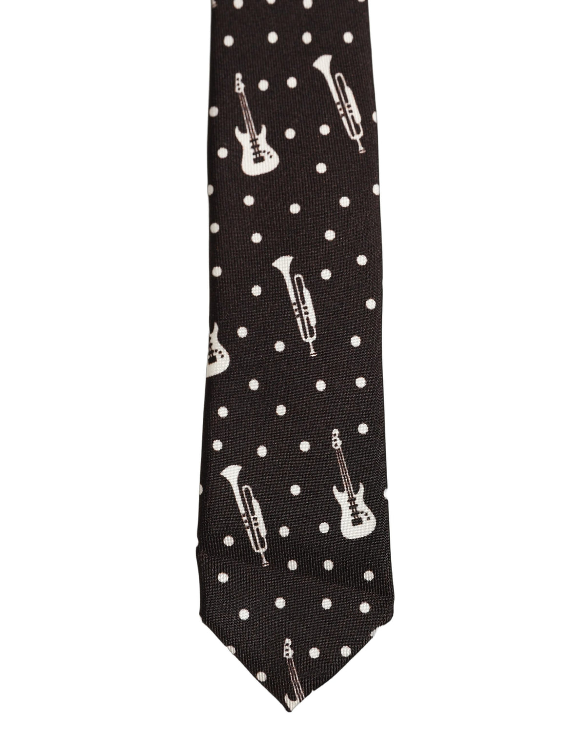 Black Musical Instrument Silk Adjustable Tied Necktie Tie
