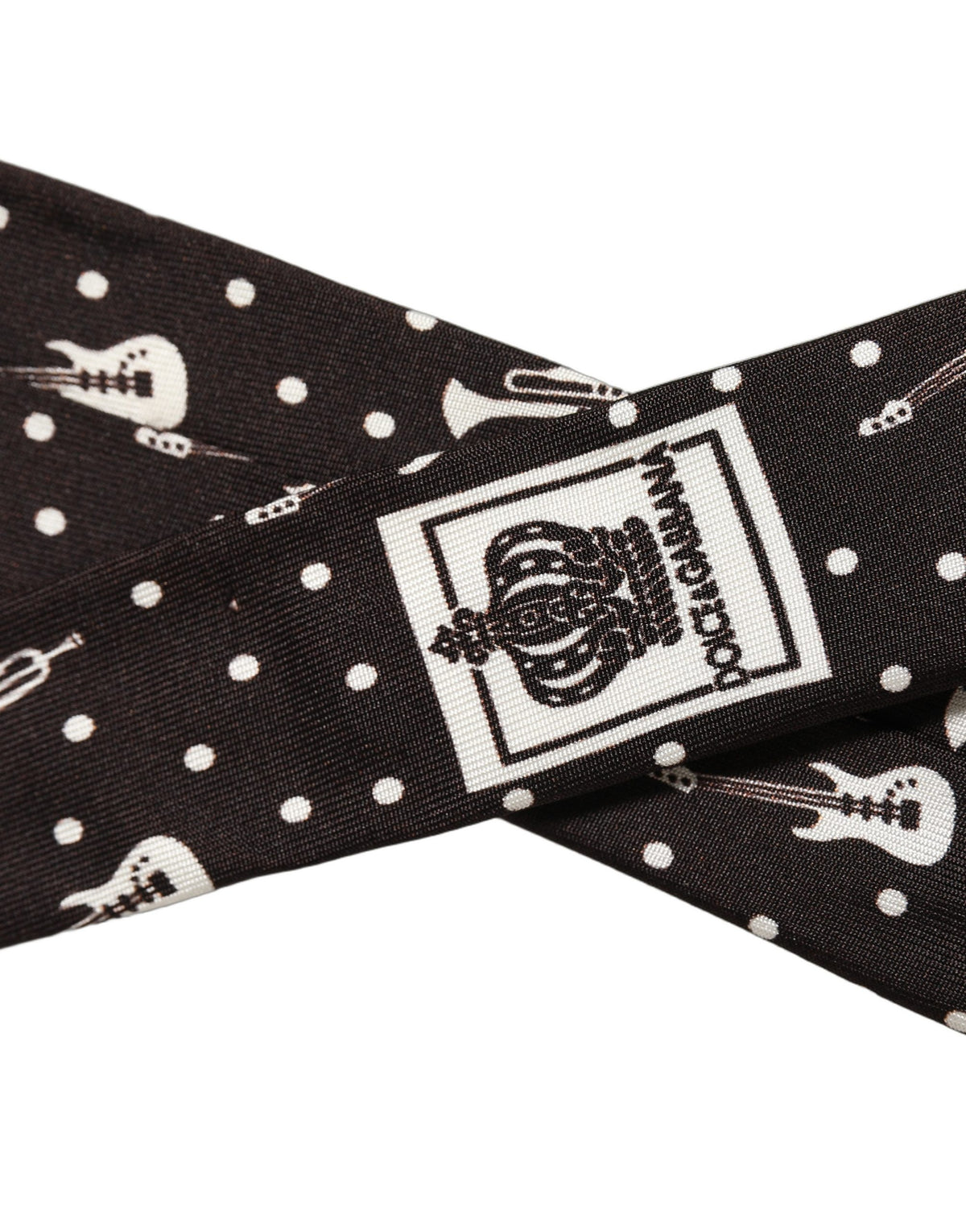 Black Musical Instrument Silk Adjustable Tied Necktie Tie