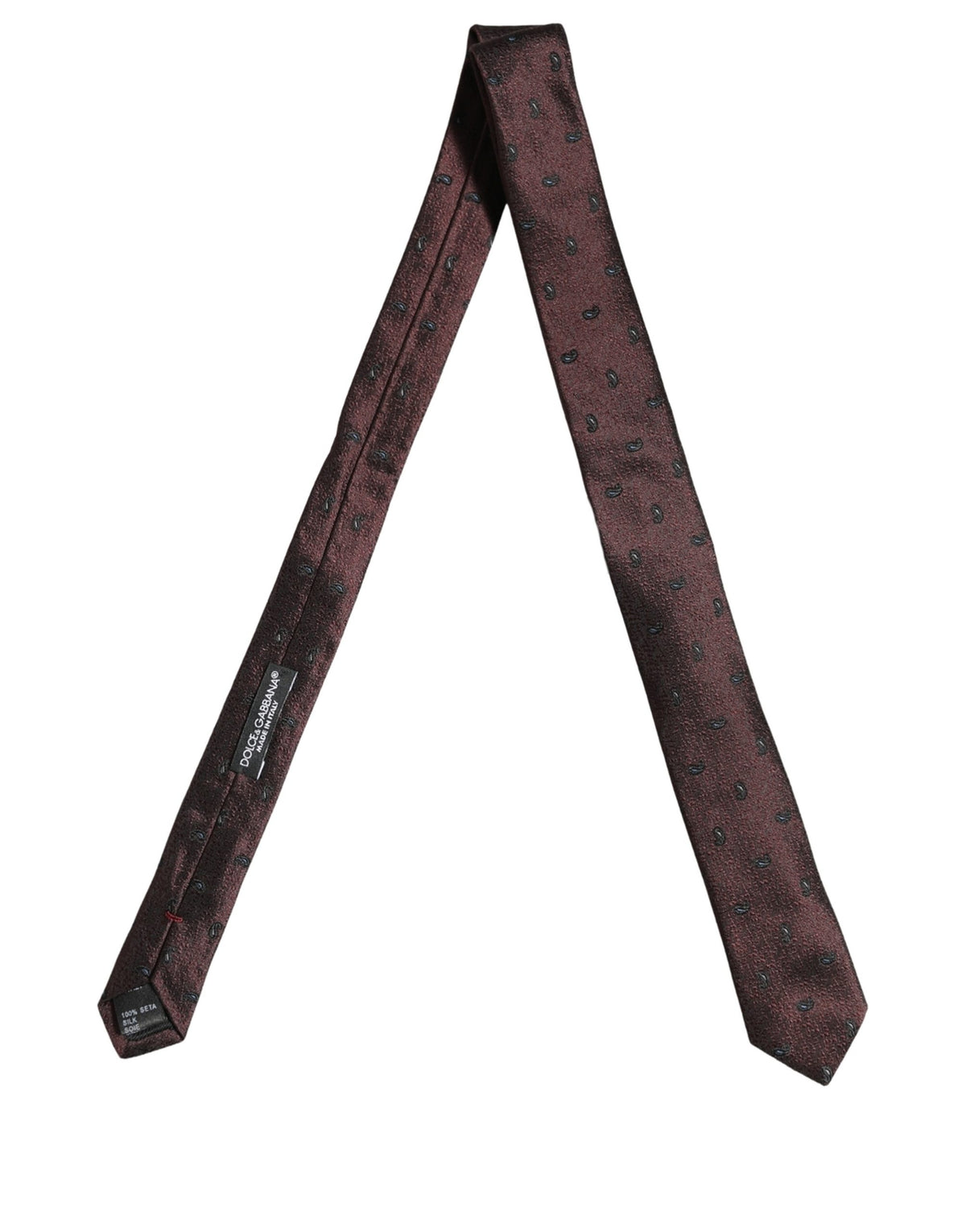 Men Burgundy Silk Paisley Adjustable Tied Necktie Tie