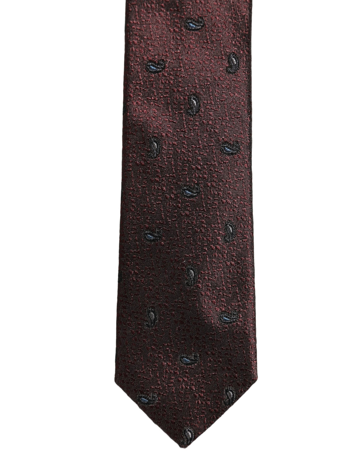 Men Burgundy Silk Paisley Adjustable Tied Necktie Tie