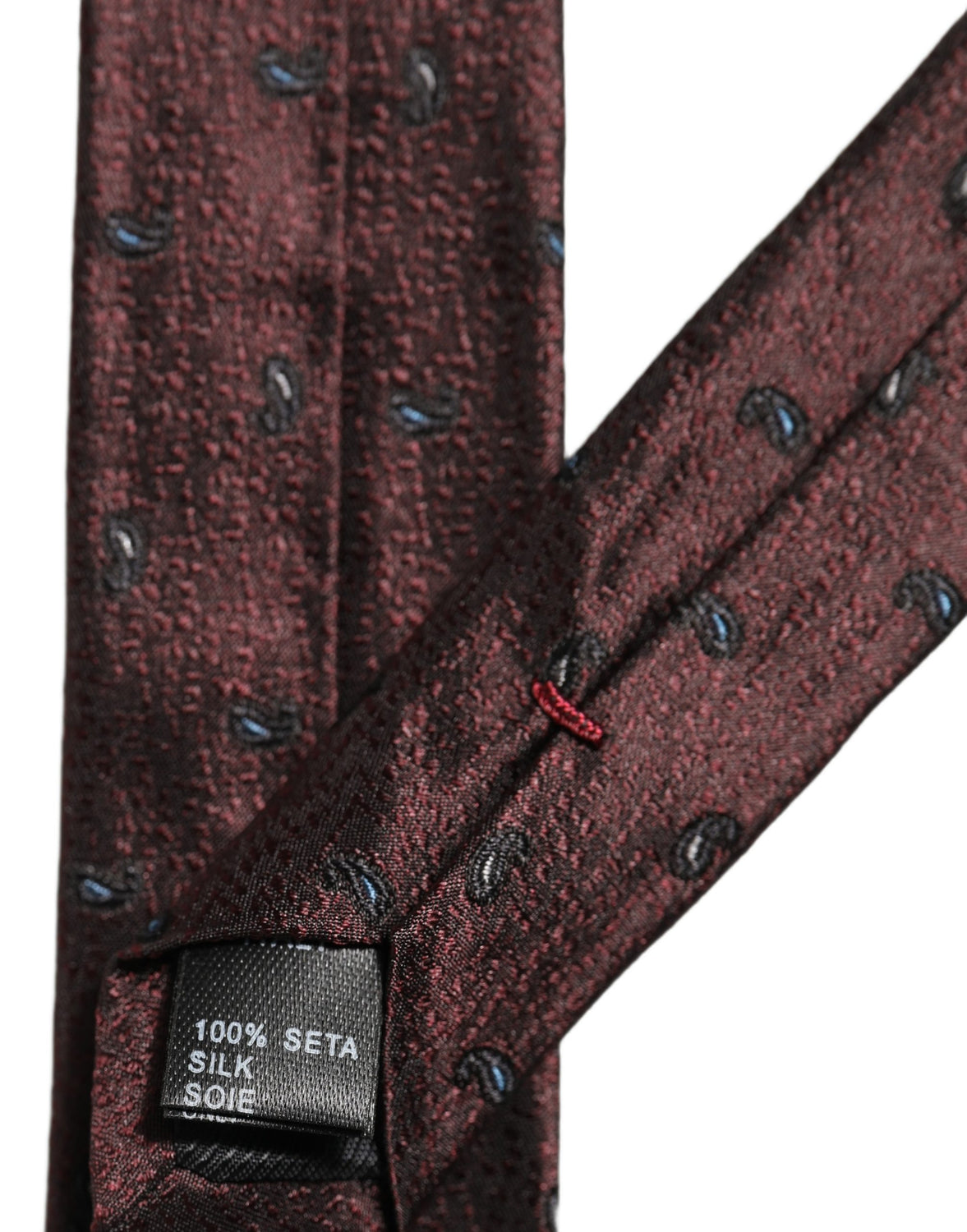 Men Burgundy Silk Paisley Adjustable Tied Necktie Tie