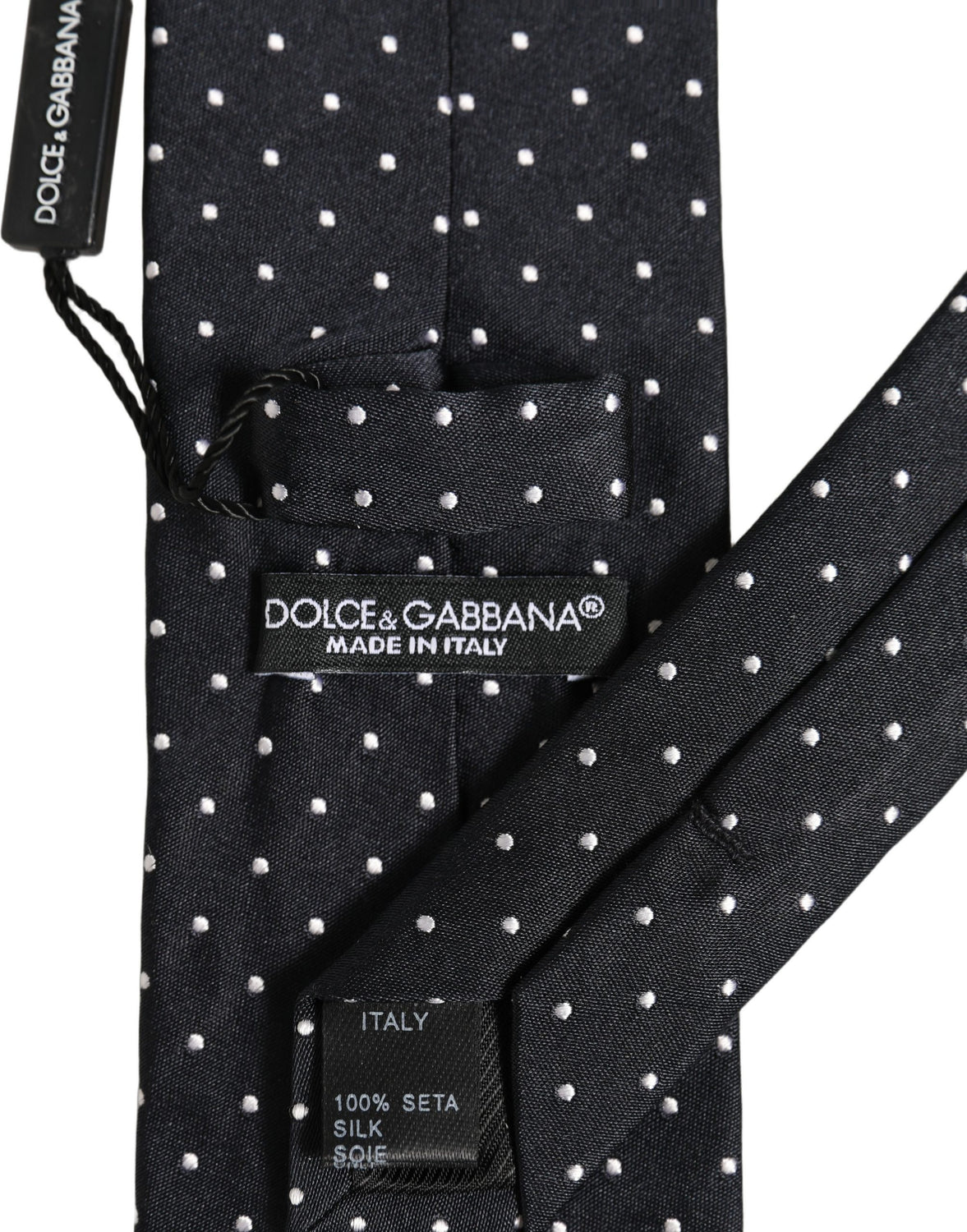 Dark Blue Silk Polka Dot Adjustable Tied Men Necktie Tie