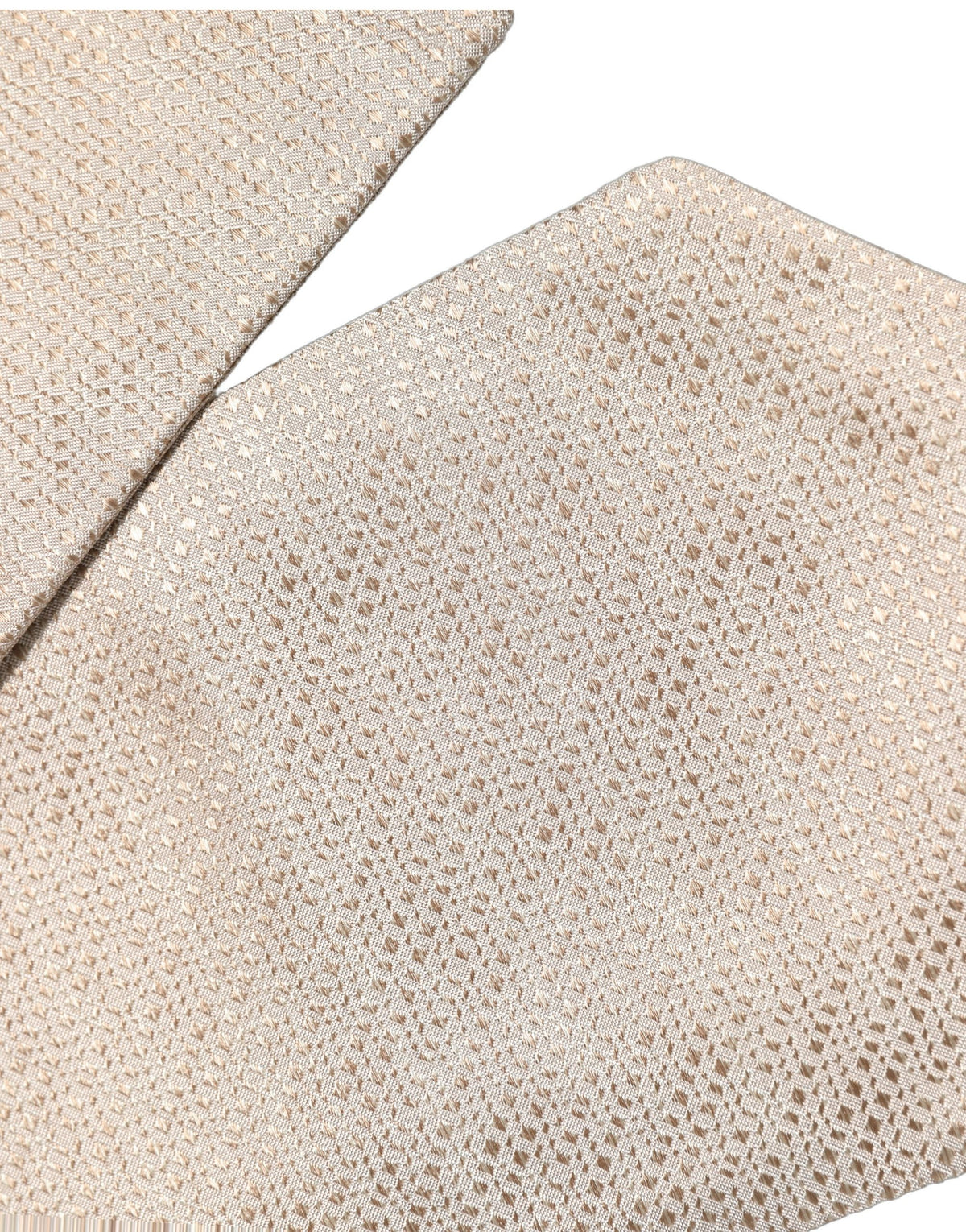Beige Silk Textured Knit Adjustable Tied Men Necktie Tie