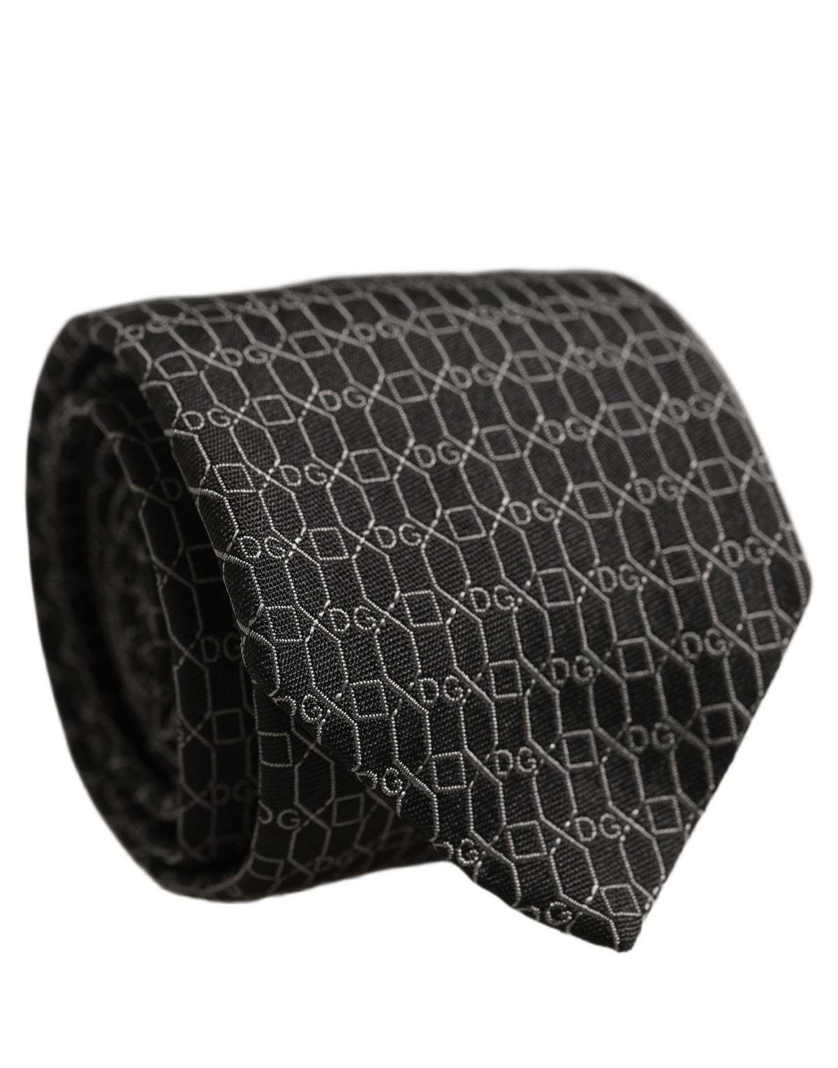 Dark Gray Silk DG Monogram Adjustable Tied Necktie Tie