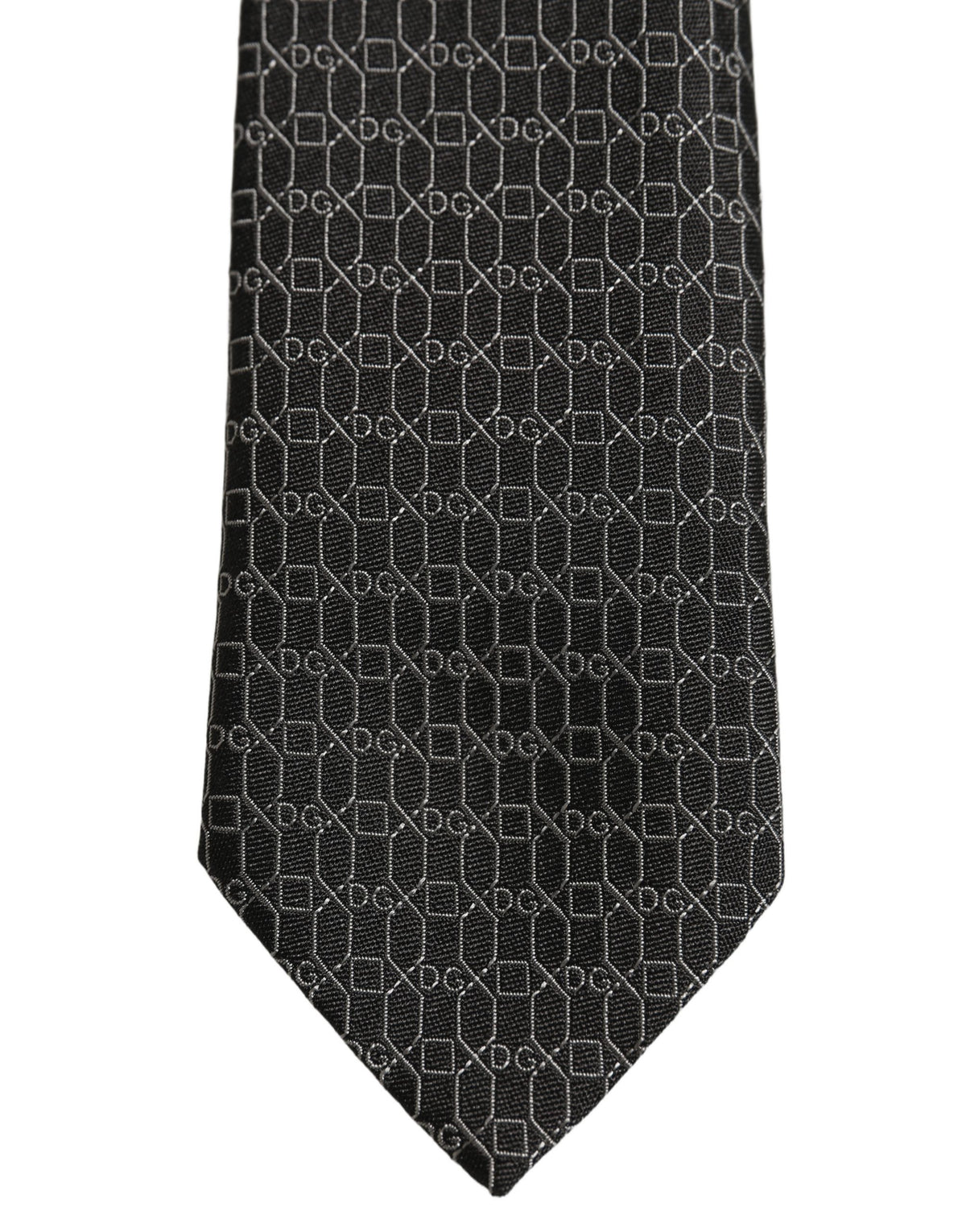 Dark Gray Silk DG Monogram Adjustable Tied Necktie Tie