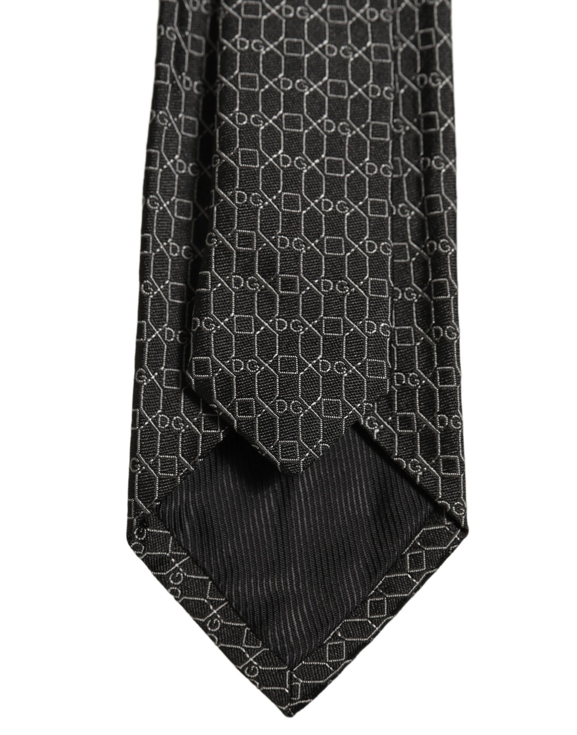 Dark Gray Silk DG Monogram Adjustable Tied Necktie Tie