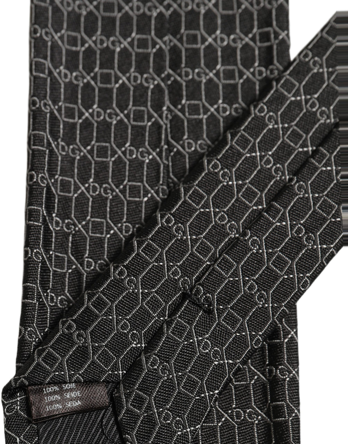 Dark Gray Silk DG Monogram Adjustable Tied Necktie Tie