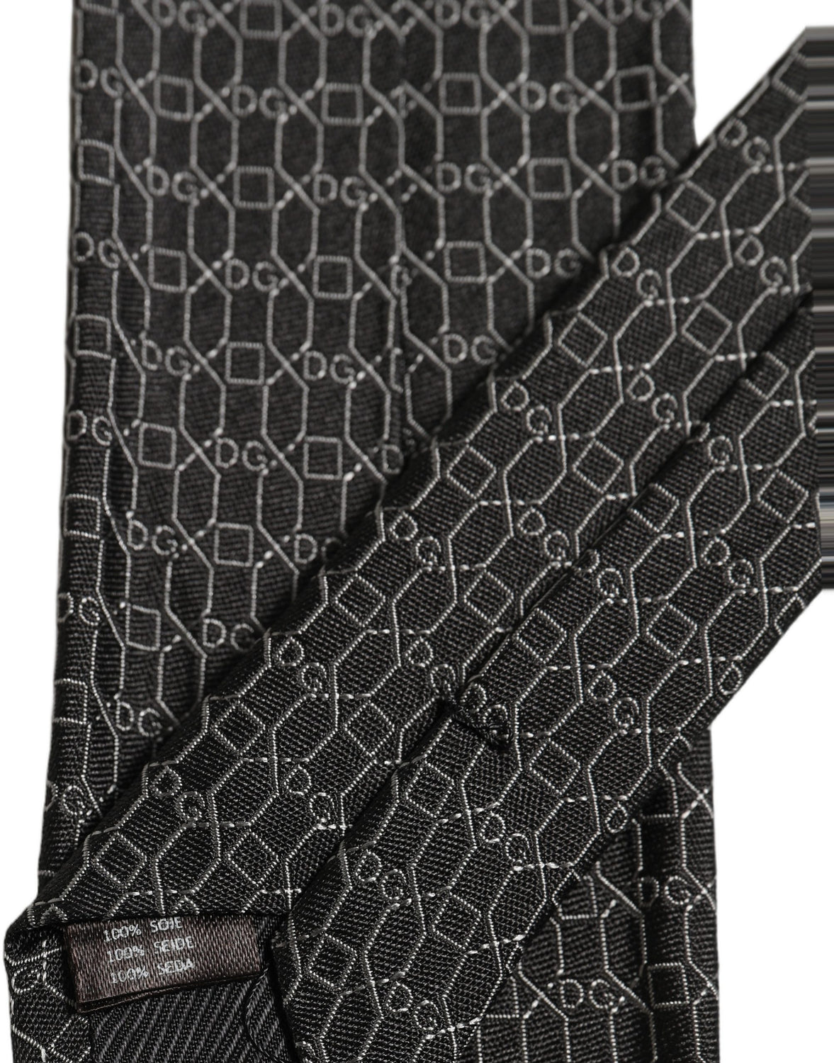 Dark Gray Silk DG Monogram Adjustable Tied Necktie Tie